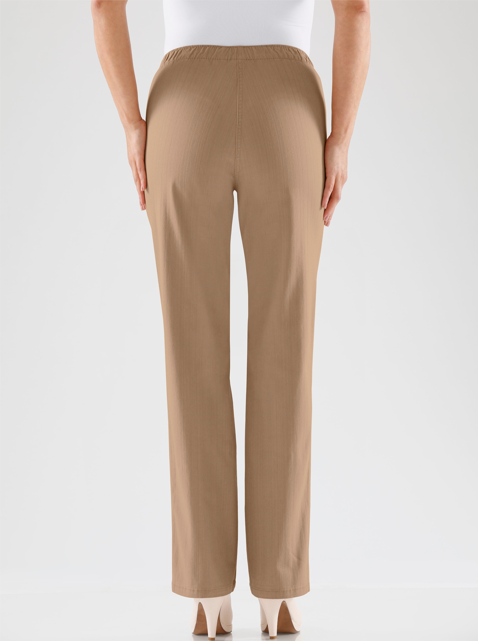 Comfortjeans met comfortband rondom - zand