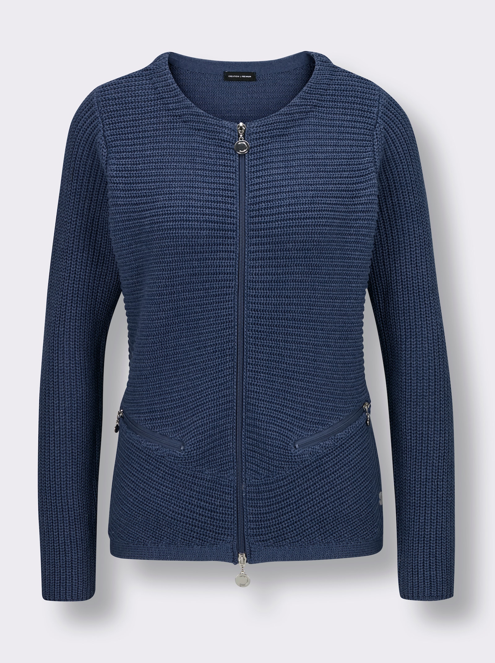 CREATION L PREMIUM Strickjacke mit Lyocell-Anteil - jeansblau-meliert