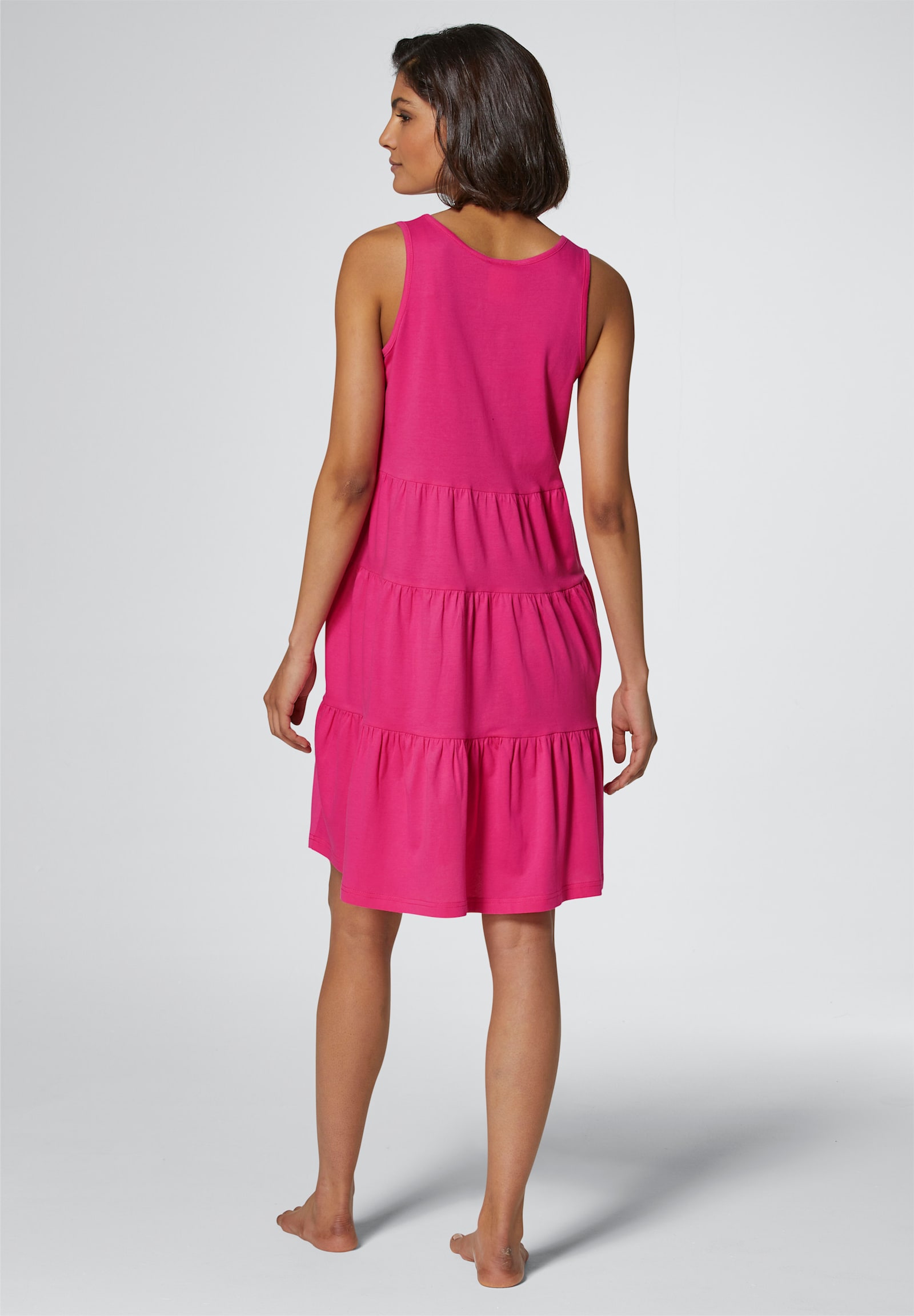feel good Sommerkleid mit Stufenrock - fuchsia