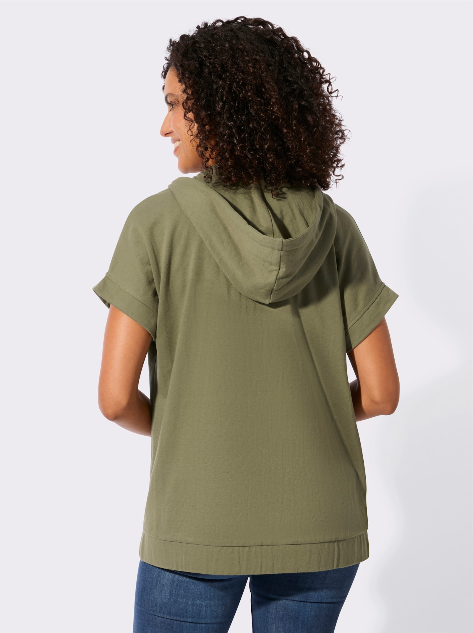 Sweatjacke mit Kapuze - khaki