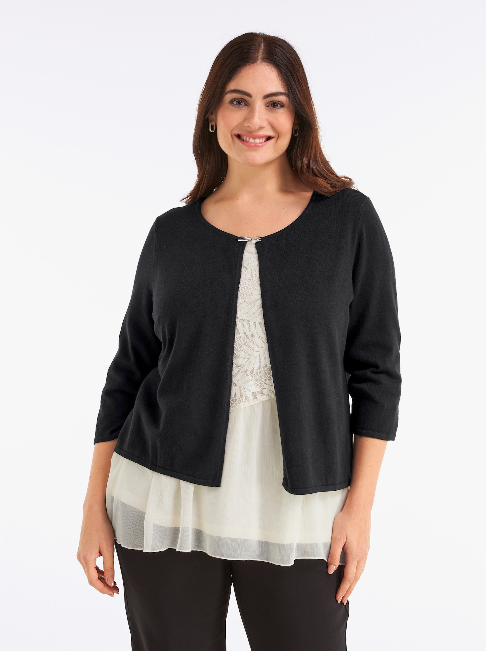 Bolero mit Zierspange - schwarz