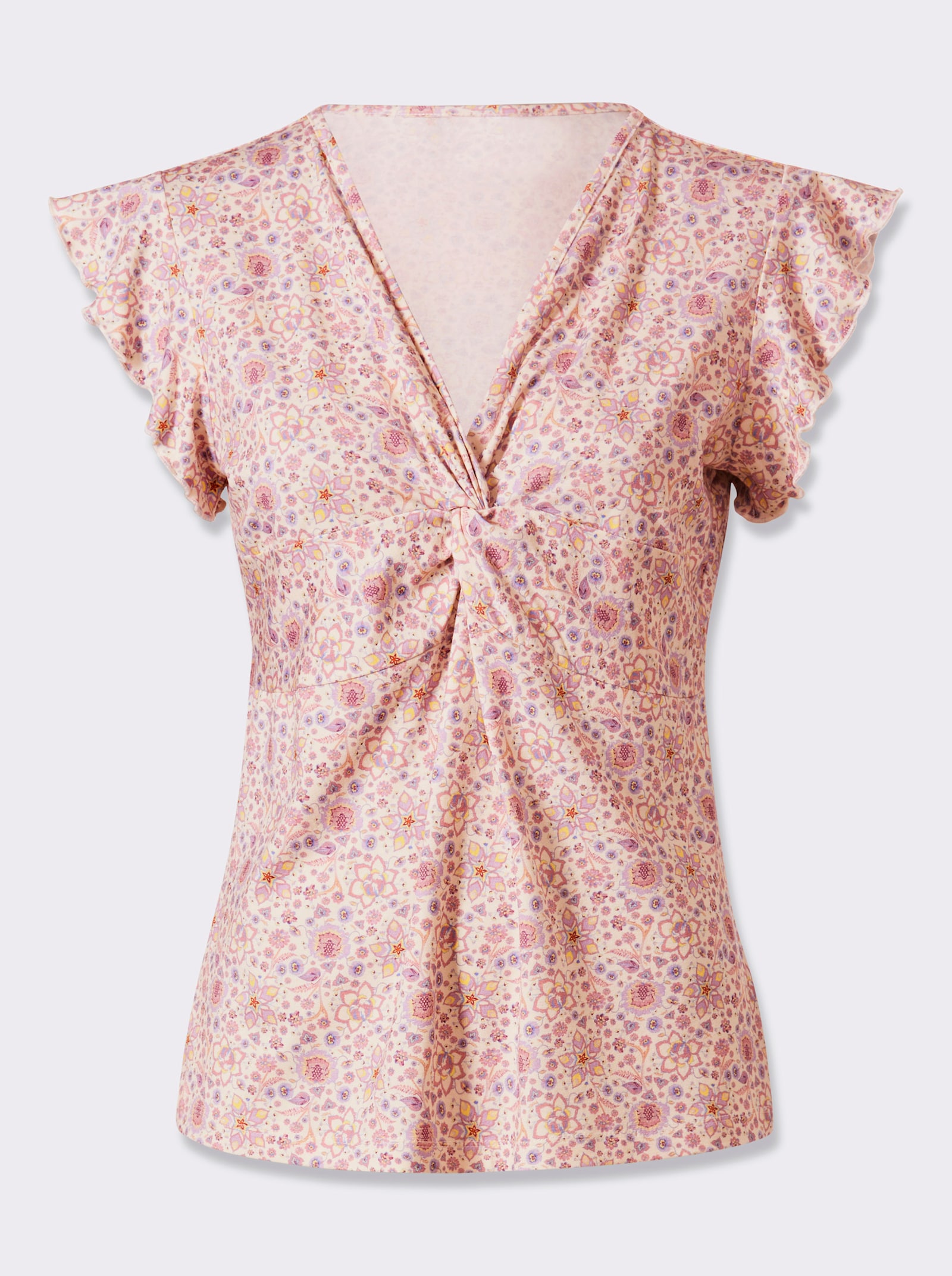 heine Kurzarmshirt mit Flügelärmeln - champagner-flieder-bedruckt