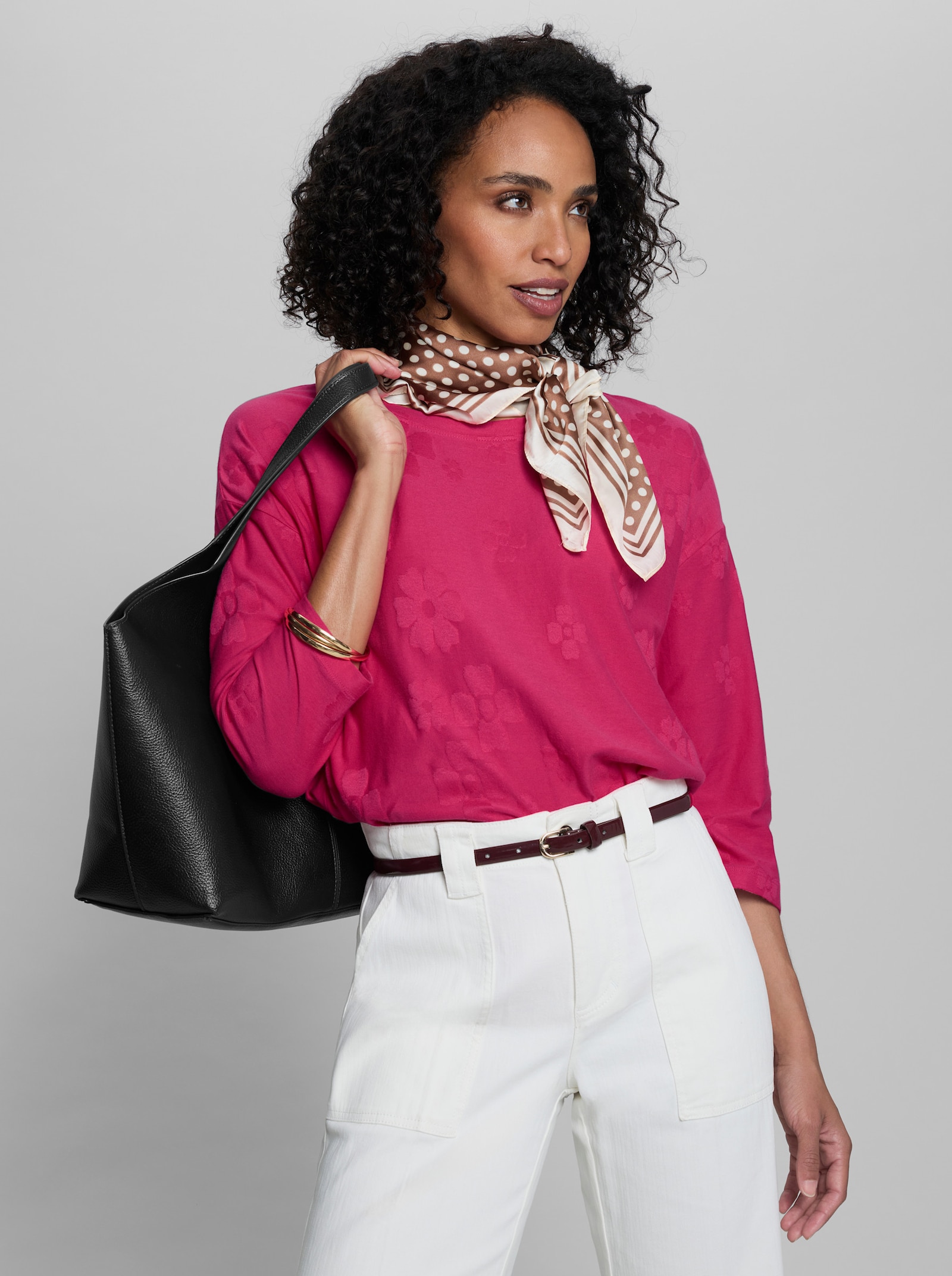 heine Shirt mit Jacquard-Muster - pink-gemustert