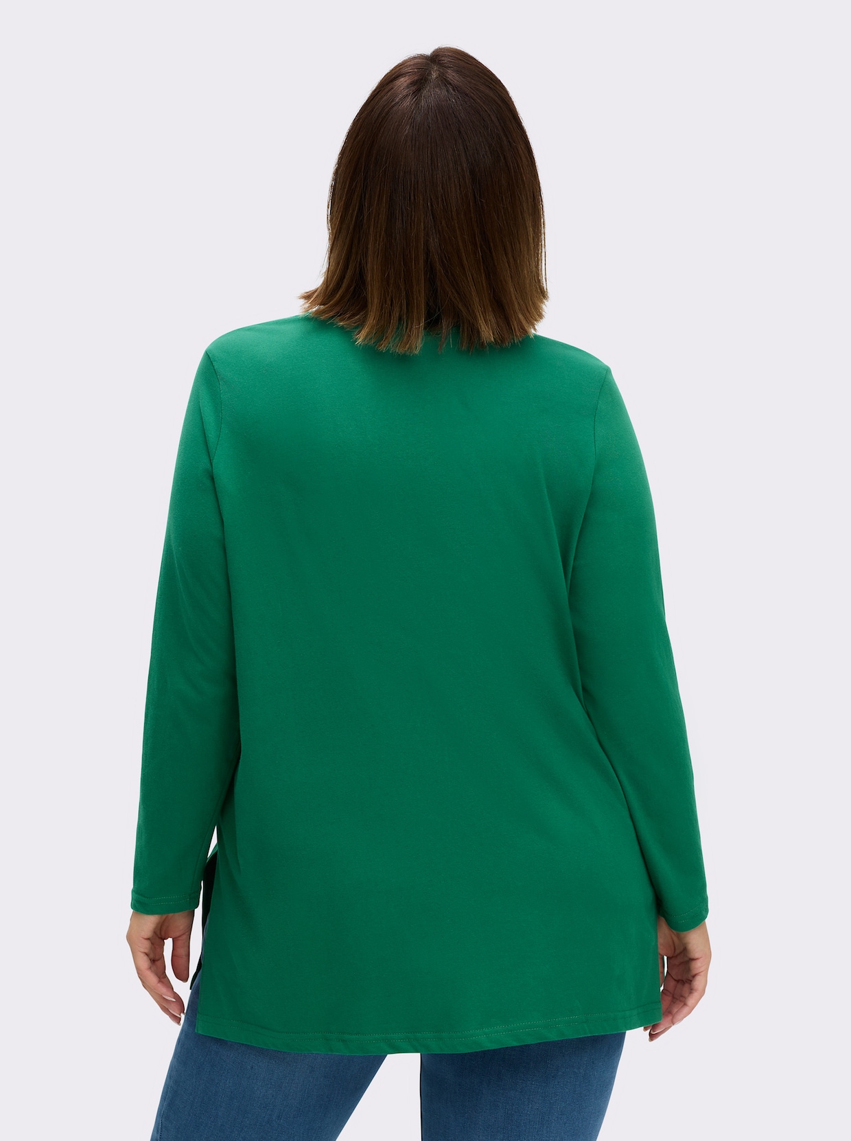 Longshirt mit hohen Seitenschlitzen - grün