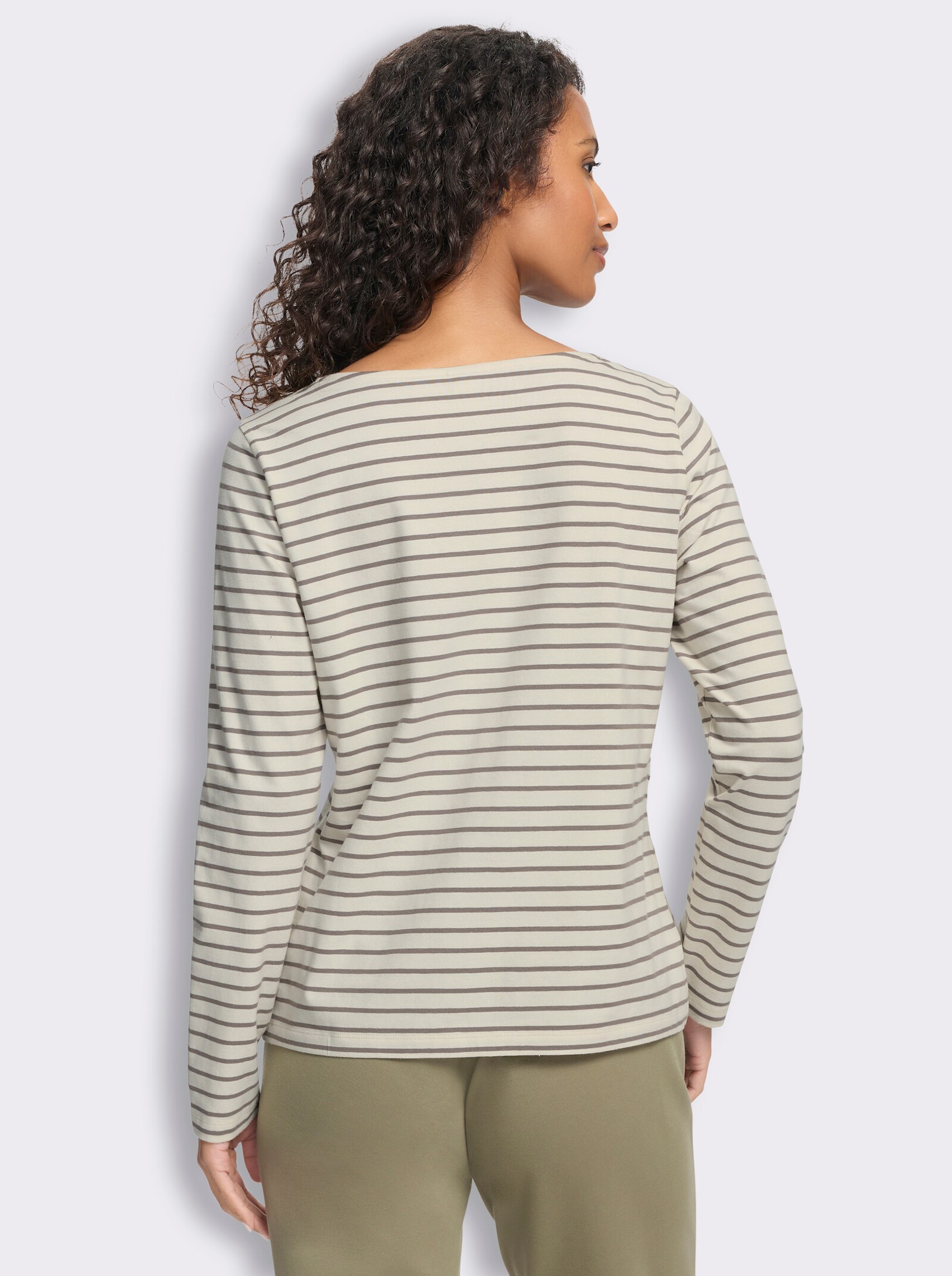 heine Ringelshirt mit Karree-Ausschnitt - champagner-taupe-geringelt