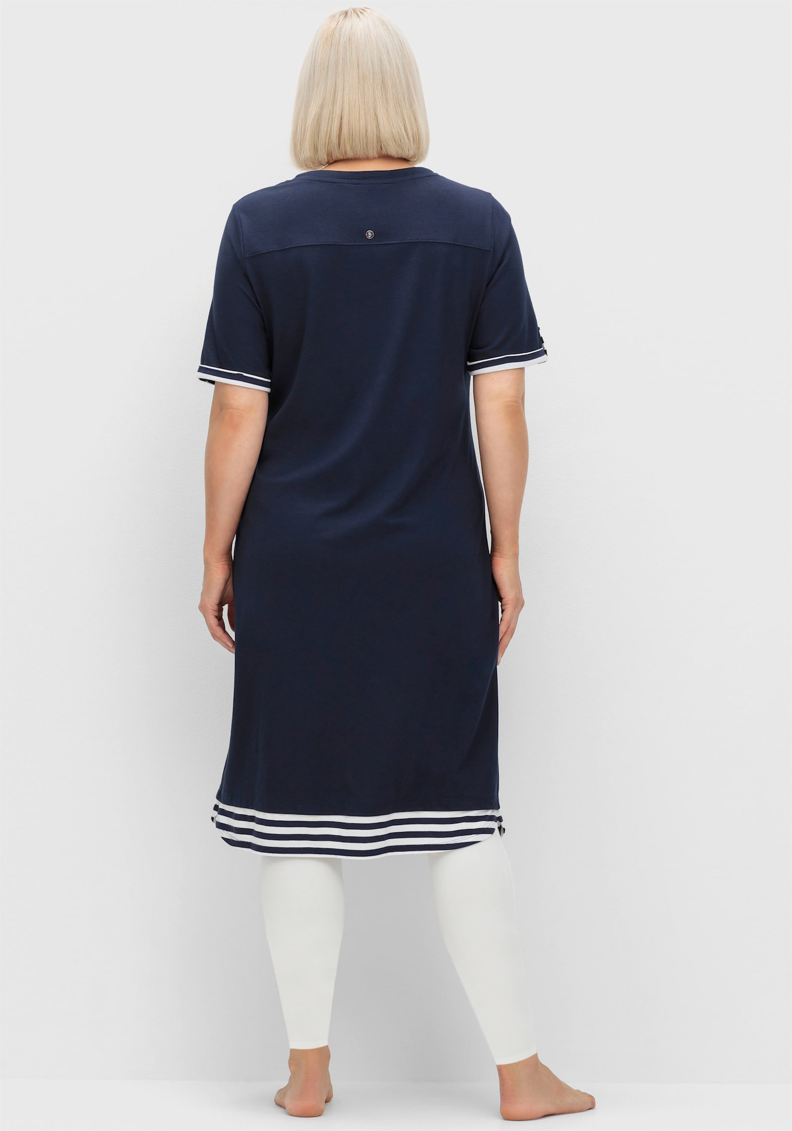 sheego Shirtkleid mit Bindebändern - marine