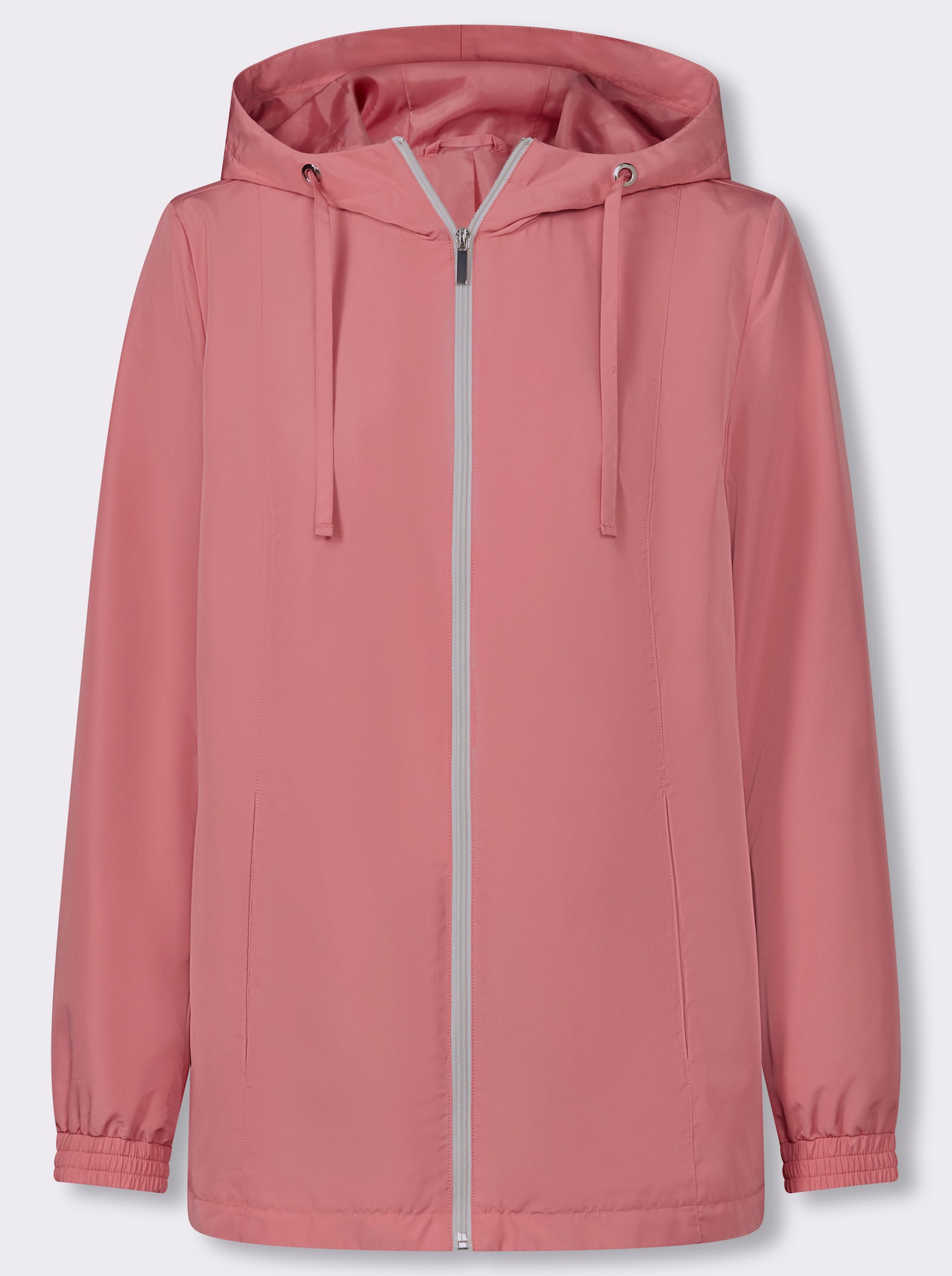 Jacke mit Teilungsnähten und Kapuze - flamingo