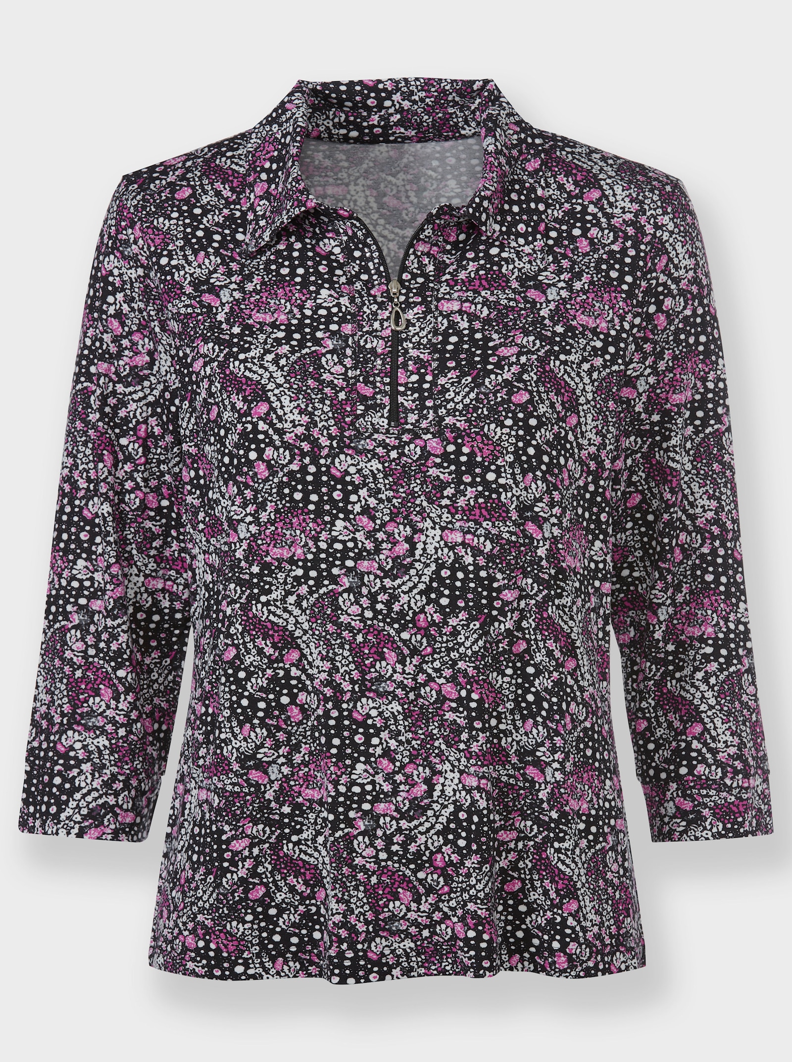 Poloshirt met bloemenpatroon - erika/ecru bedrukt