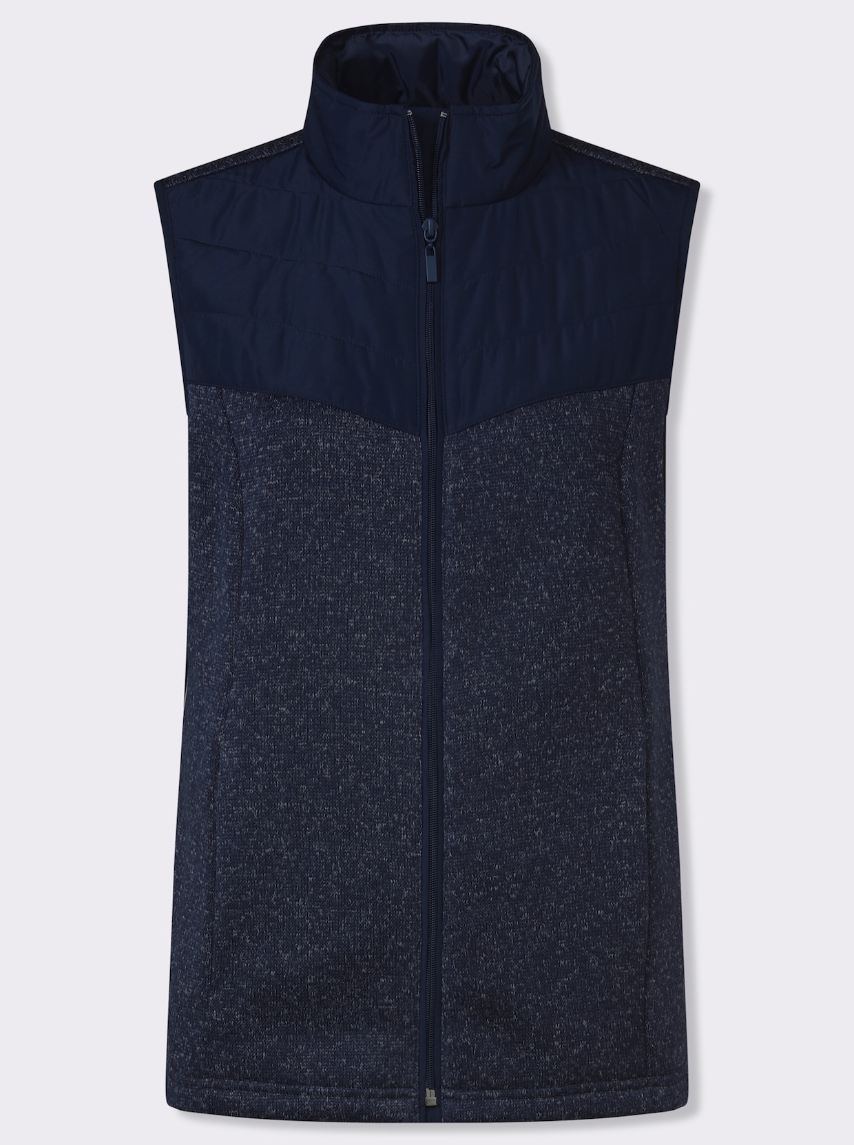 Fleeceweste mit gesteppten Einsätzen - marine-meliert