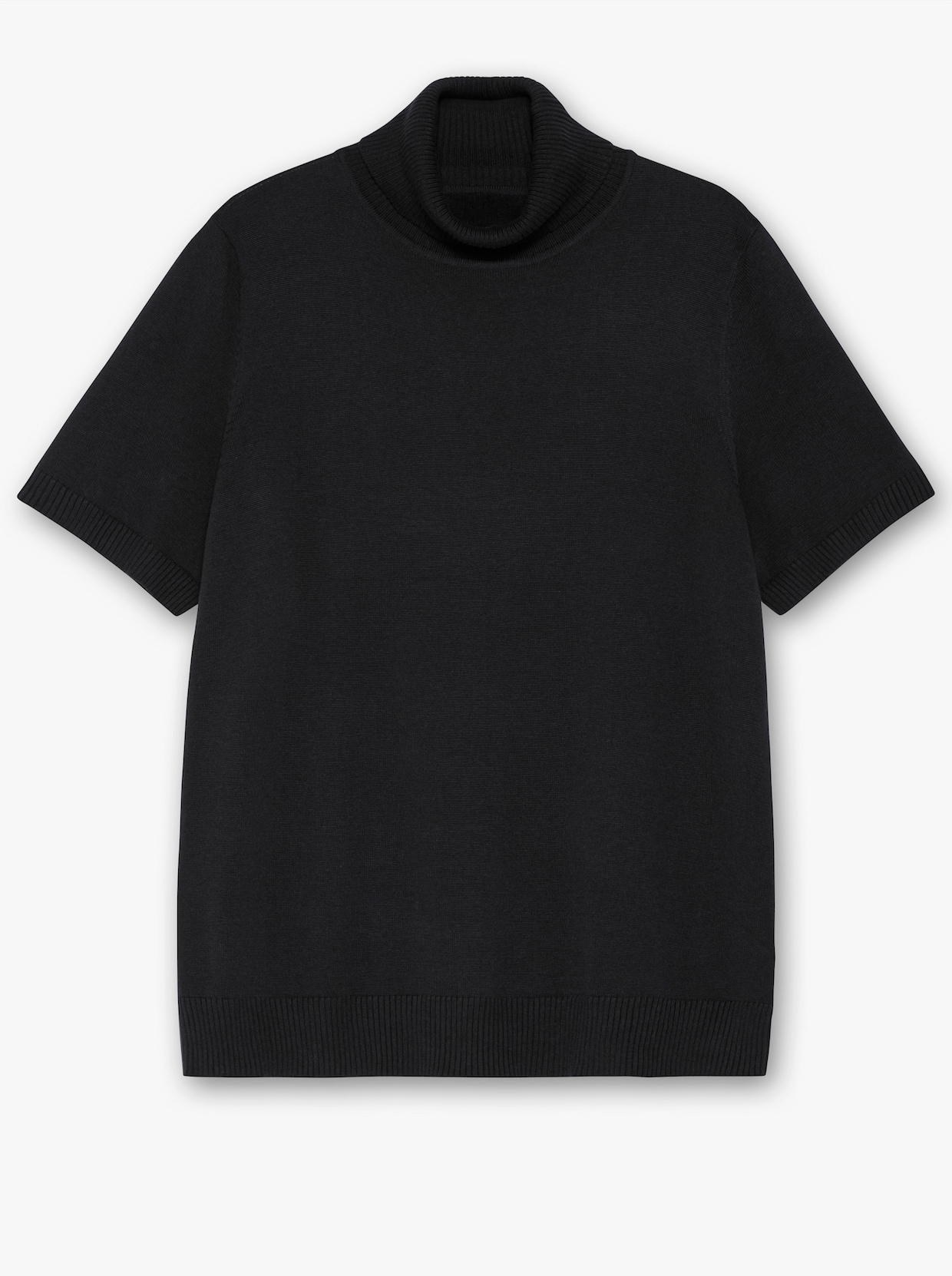 Kurzarmpullover mit Rollkragen - schwarz