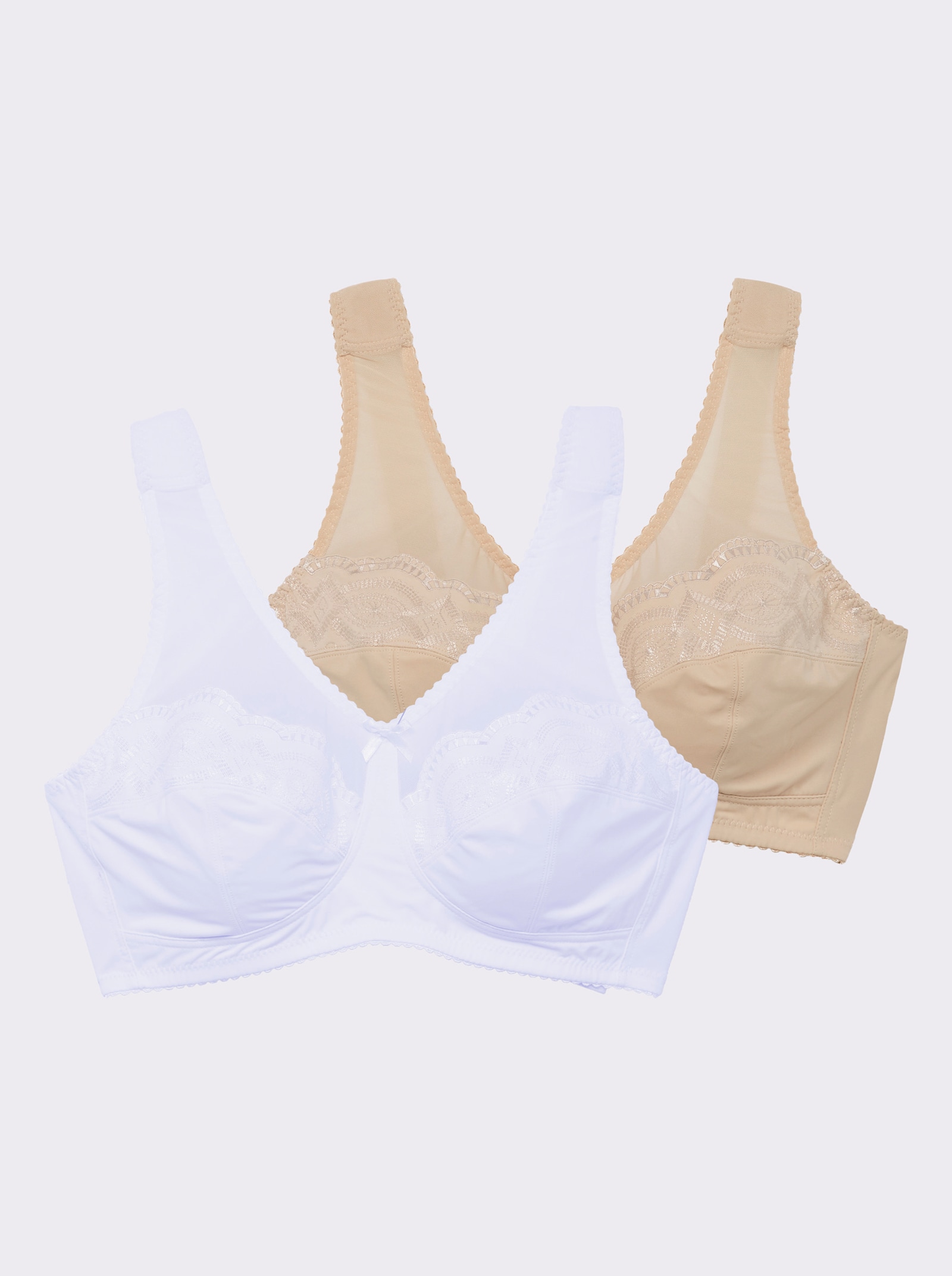 wäschepur Entlastungs-BH ohne Bügel mit Spitze - weiß + puder
