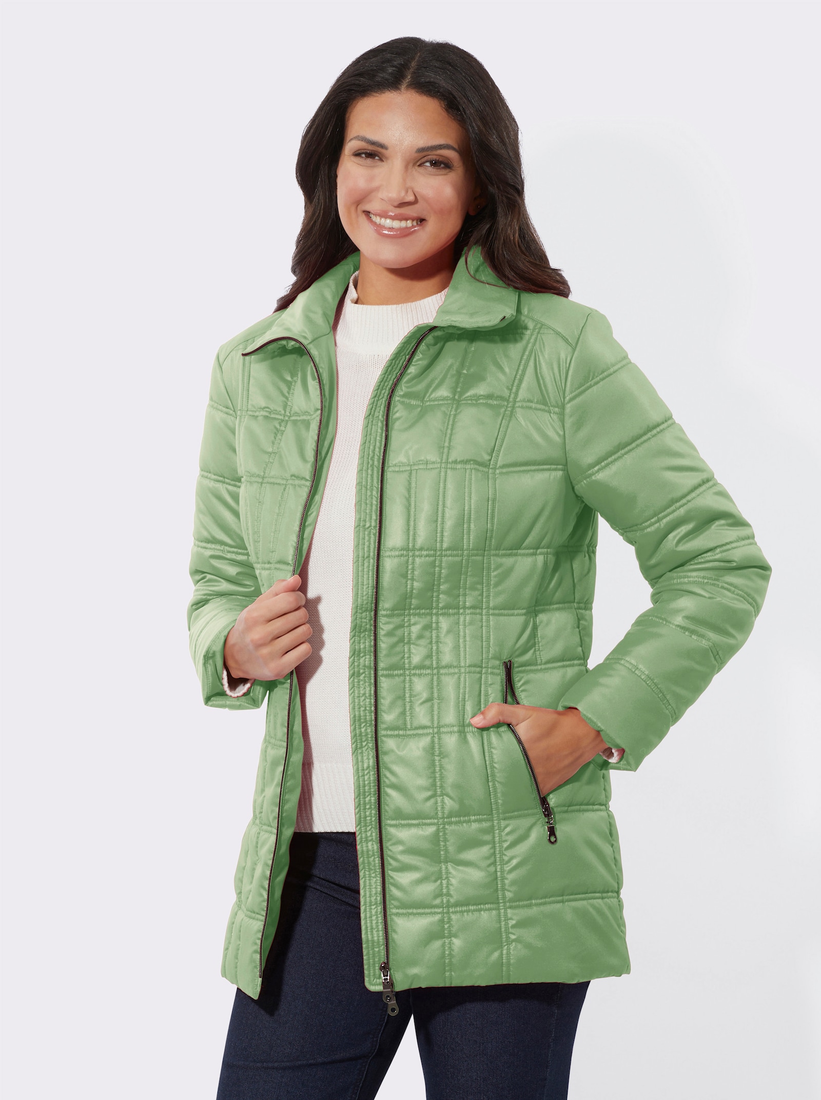 Steppjacke mit 2-Wege-Reißverschluss - eucalyptus