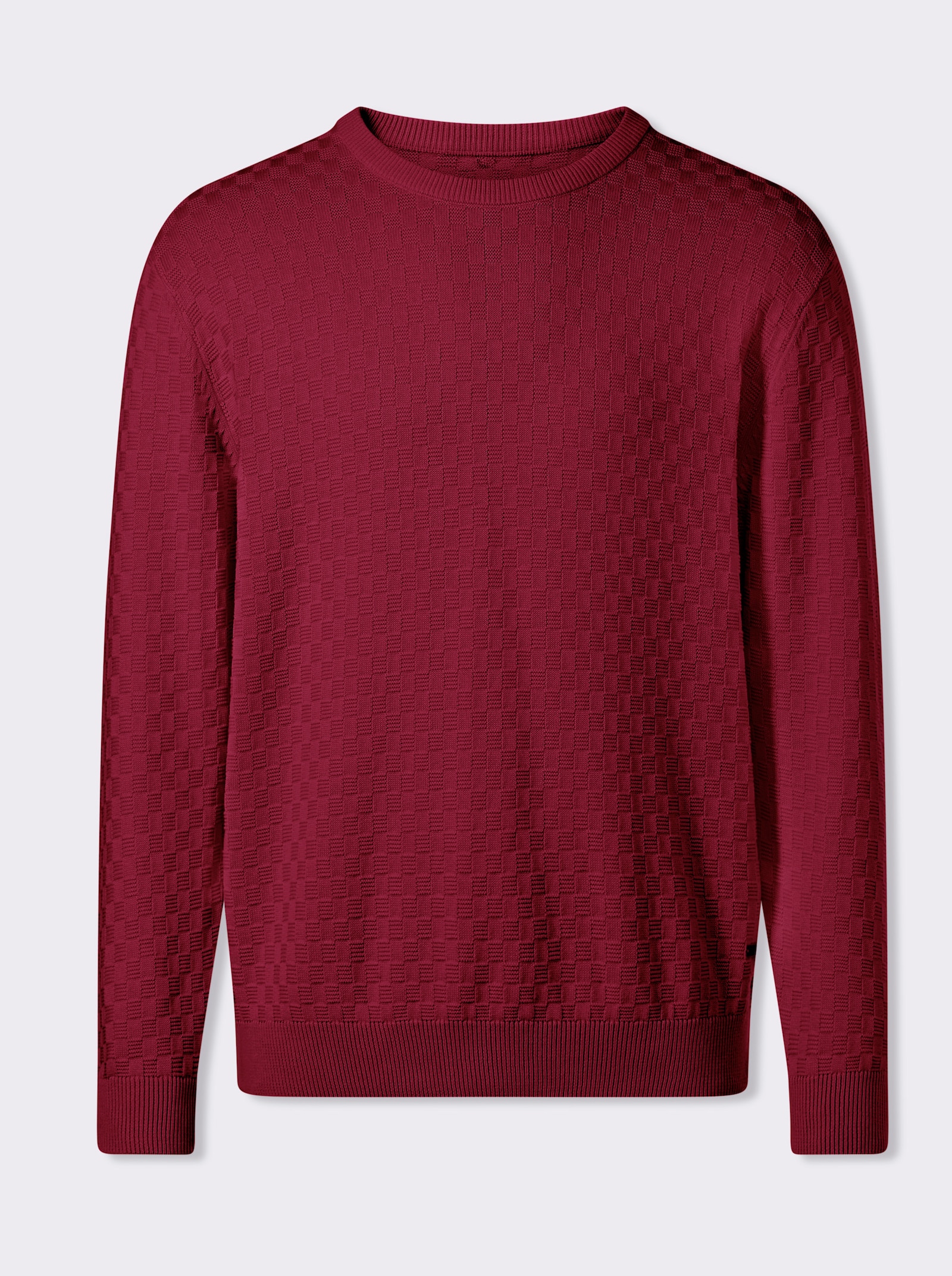 Marco Donati Rundhalspullover im Schachbrett-Muster rundum - kirsche