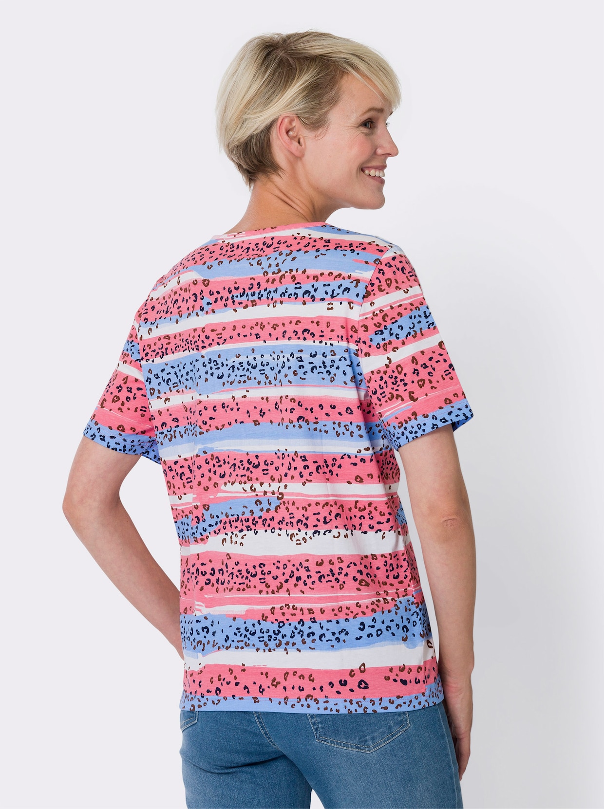 Shirts (2 stuks) - hemelsblauw/flamingo bedrukt + nachtblauw