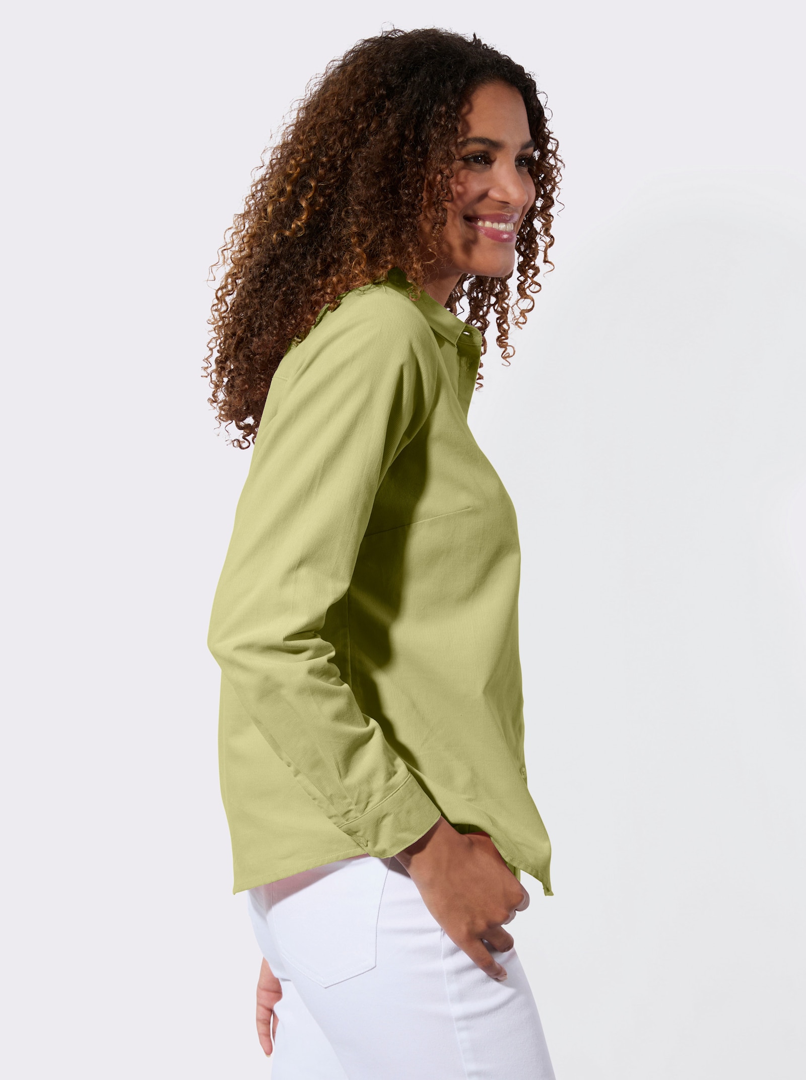 Chemisier en velours côtelé doux - vert tilleul