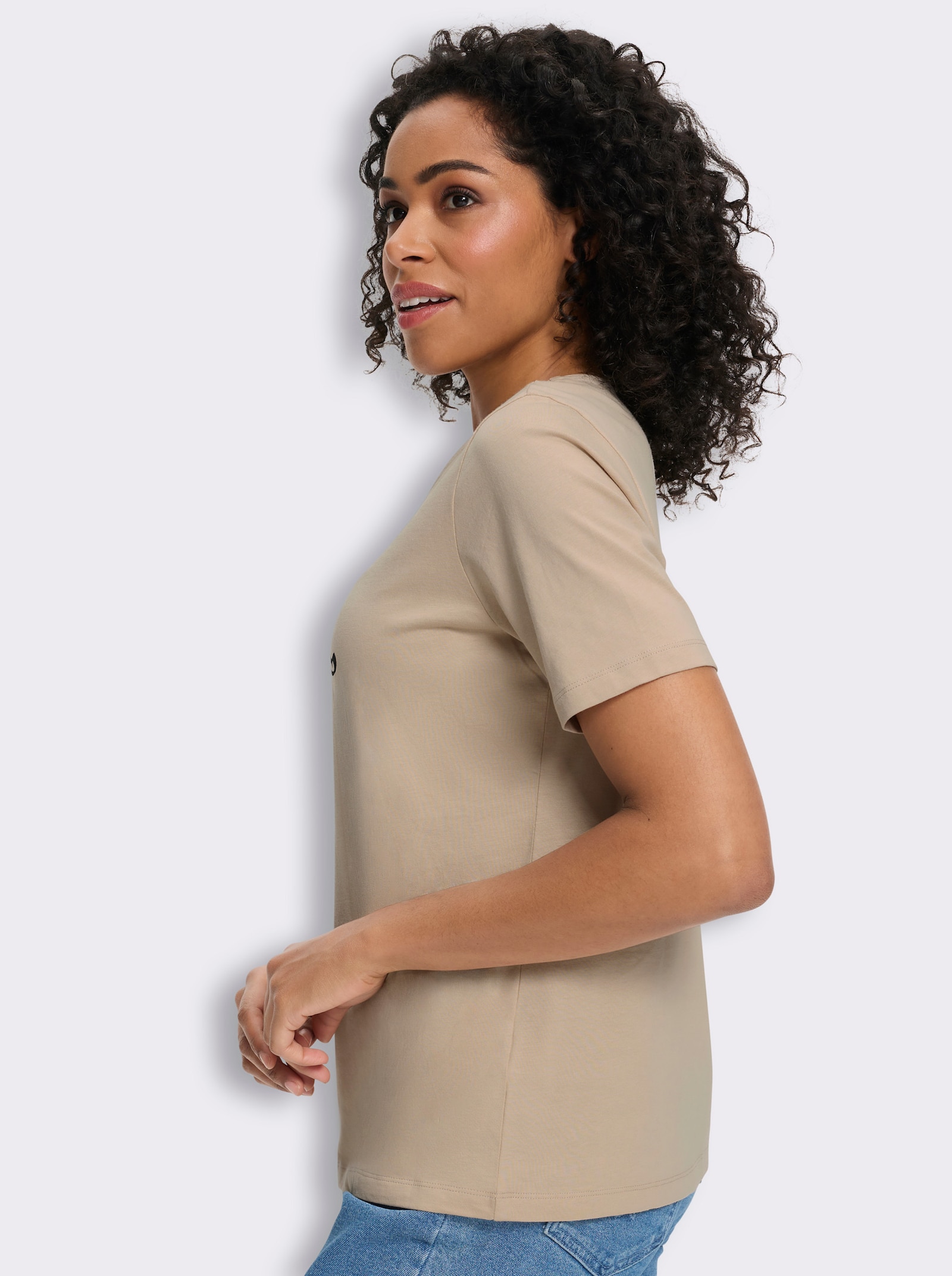 Shirts (2 stuks) - beige + beige/zwart bedrukt