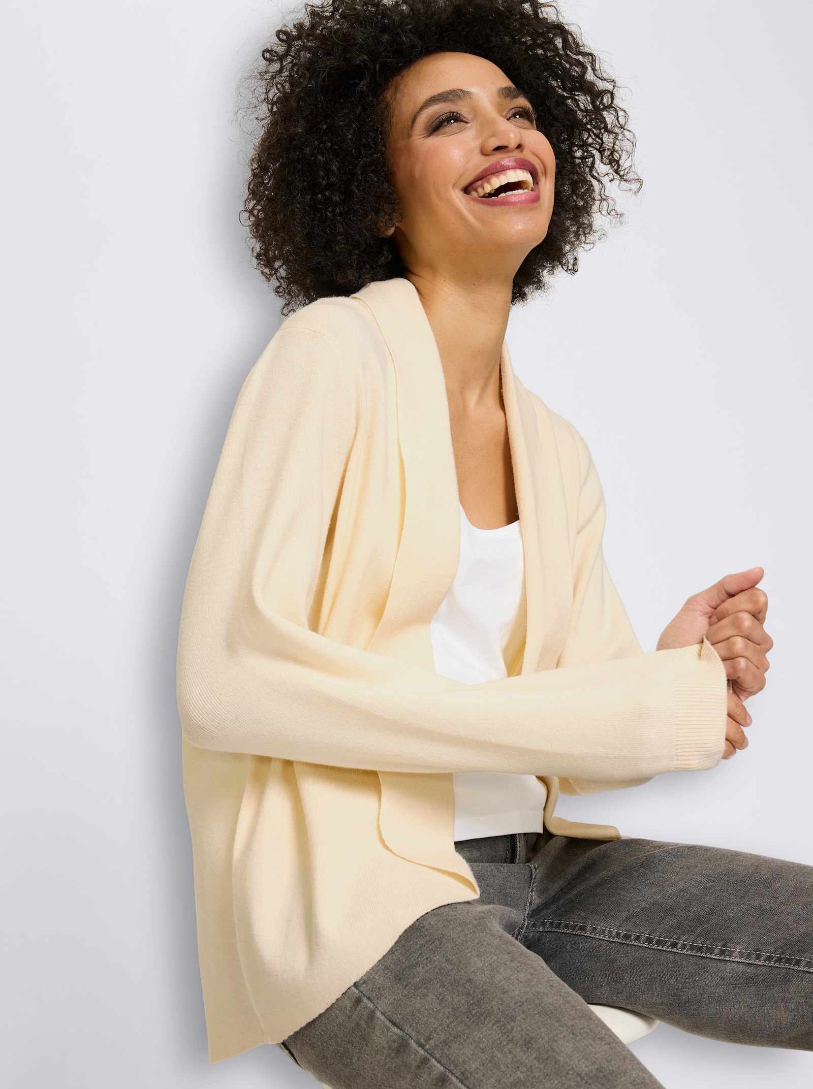 heine Feinstrickjacke mit Schalkragen - champagner