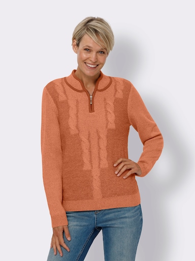 Stehkragenpullover - papaya-meliert
