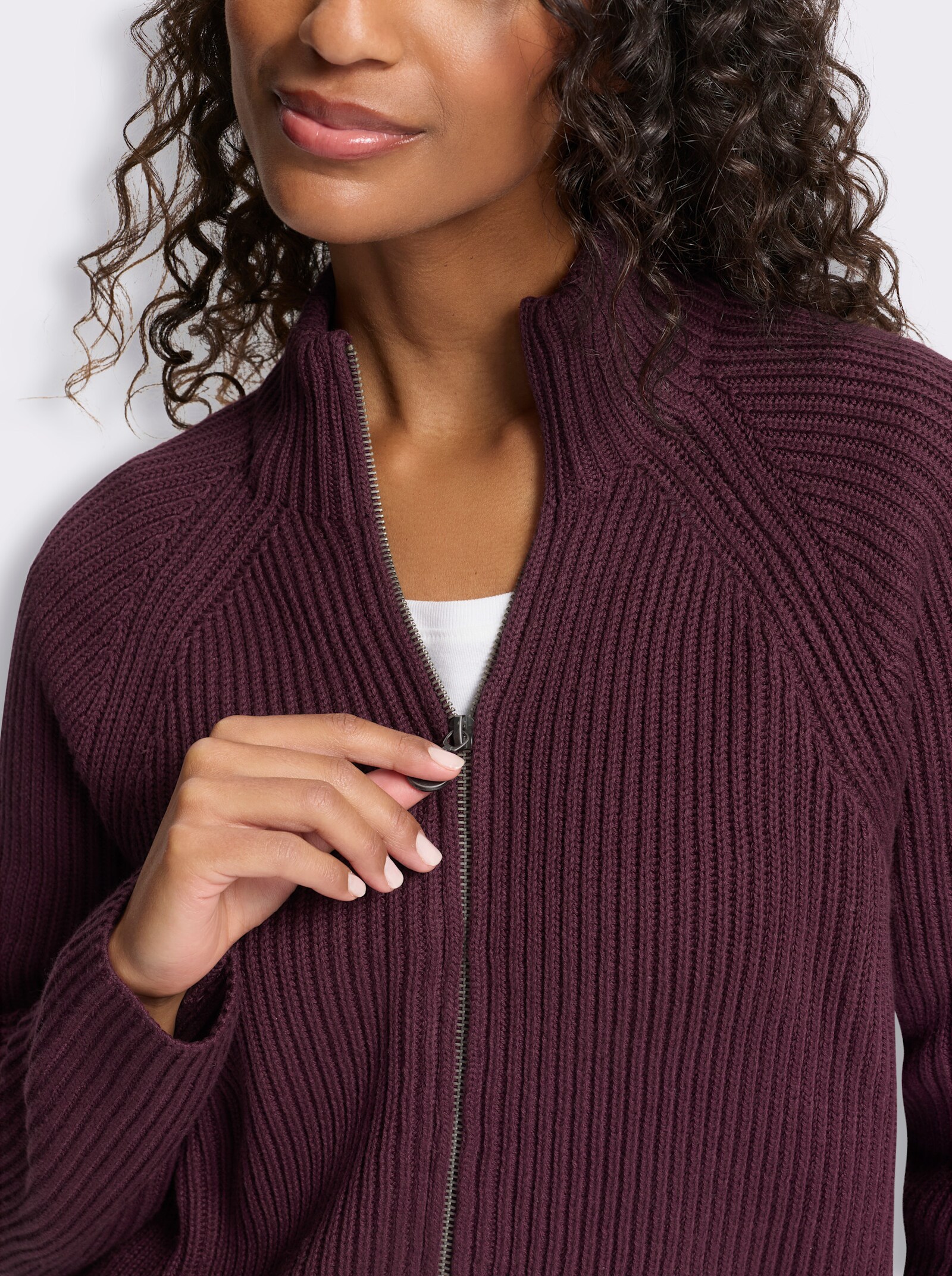 heine Cardigan mit 2-Wege-Zipper - burgund
