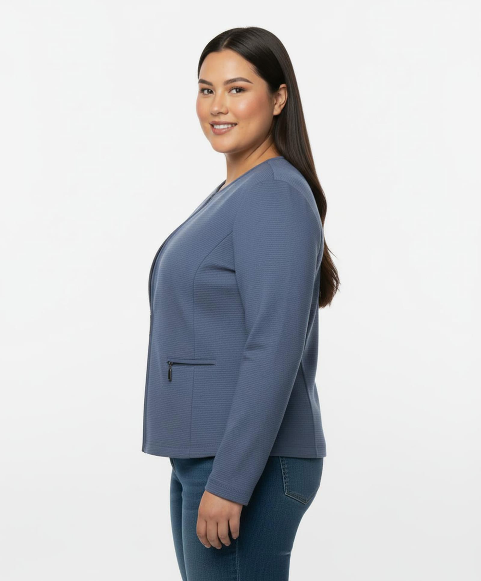 Shirtblazer in Ripp-Optik - jeansblau