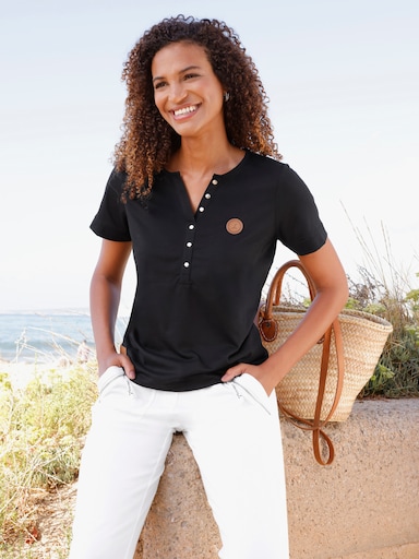 Kurzarmshirt aus reiner Baumwolle - schwarz