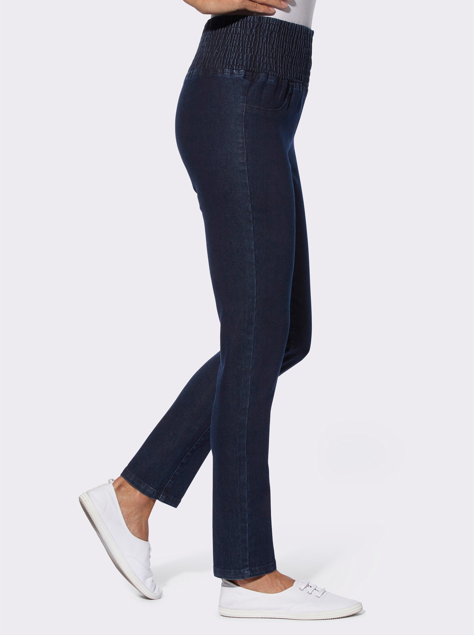 Jeans met gesmokte comfortband rondom - dark-blue