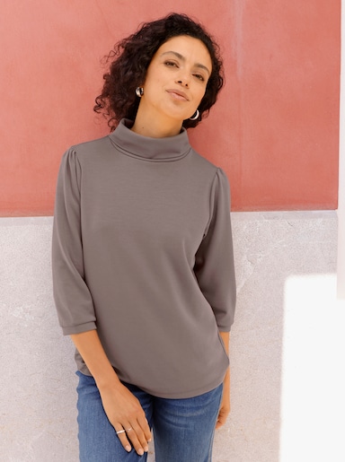 Sweatshirt mit Kellerfalte hinten - dunkeltaupe