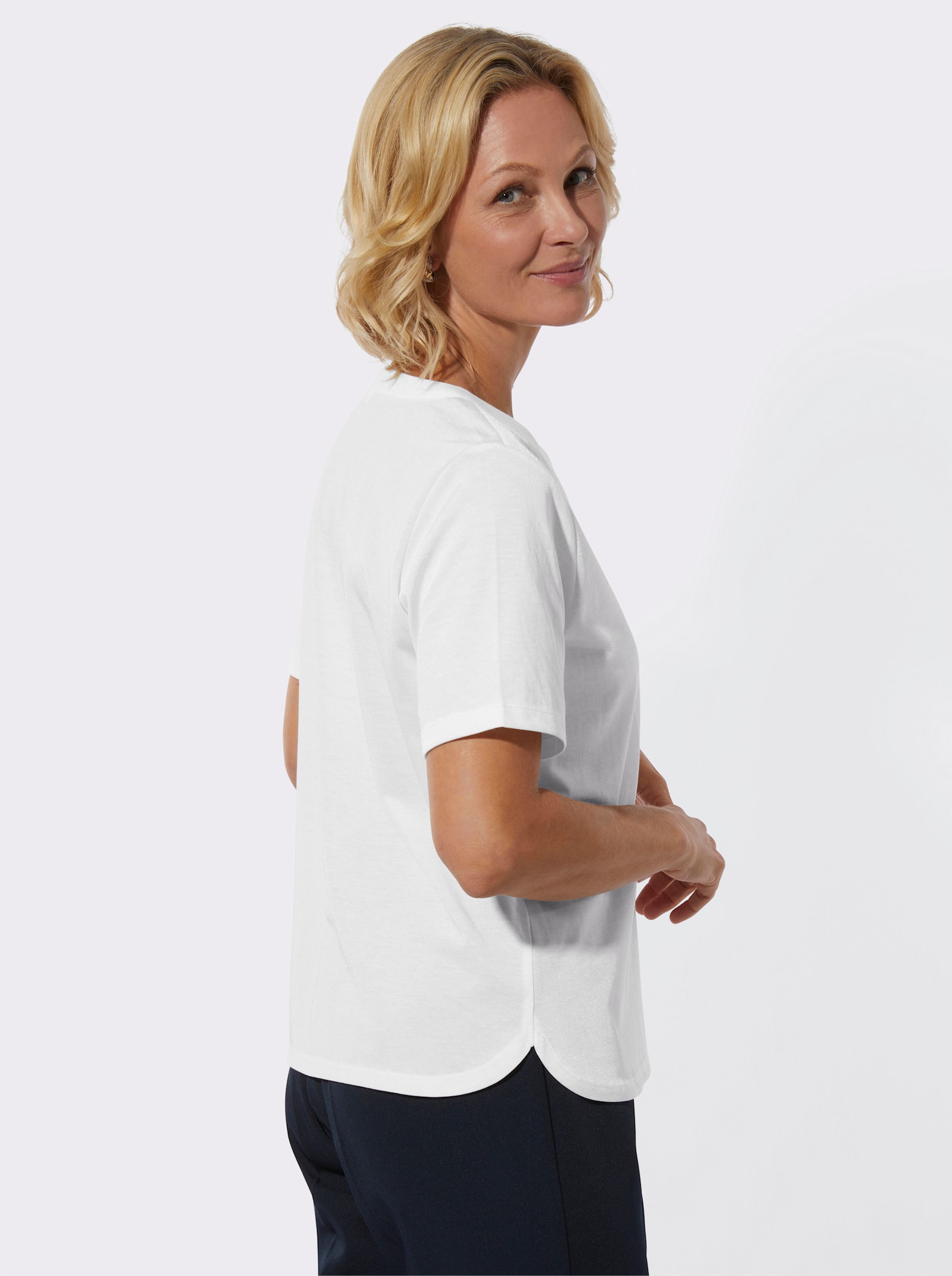 Kurzarmshirt in formstabiler Jersey-Qualität - ecru