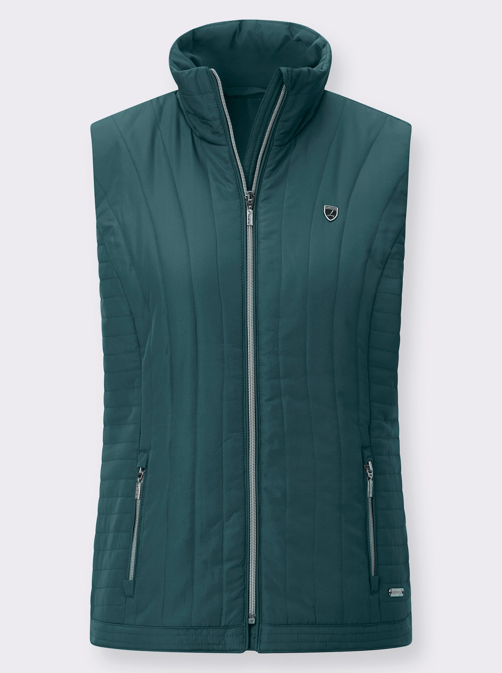 Steppweste mit Zippertaschen - petrol