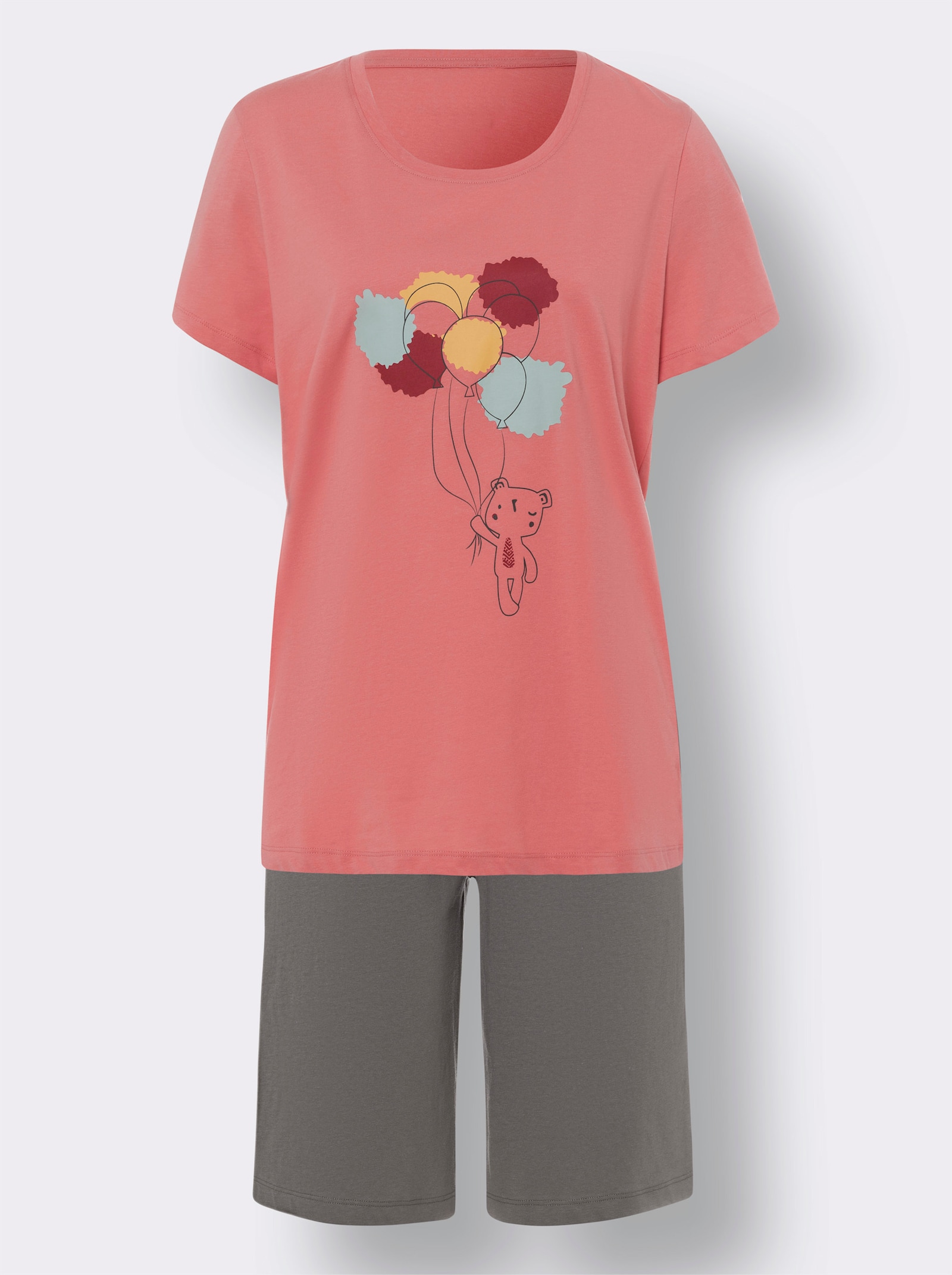 Krátke pyžamo, čistá bavlna - Plamen.-antracit.