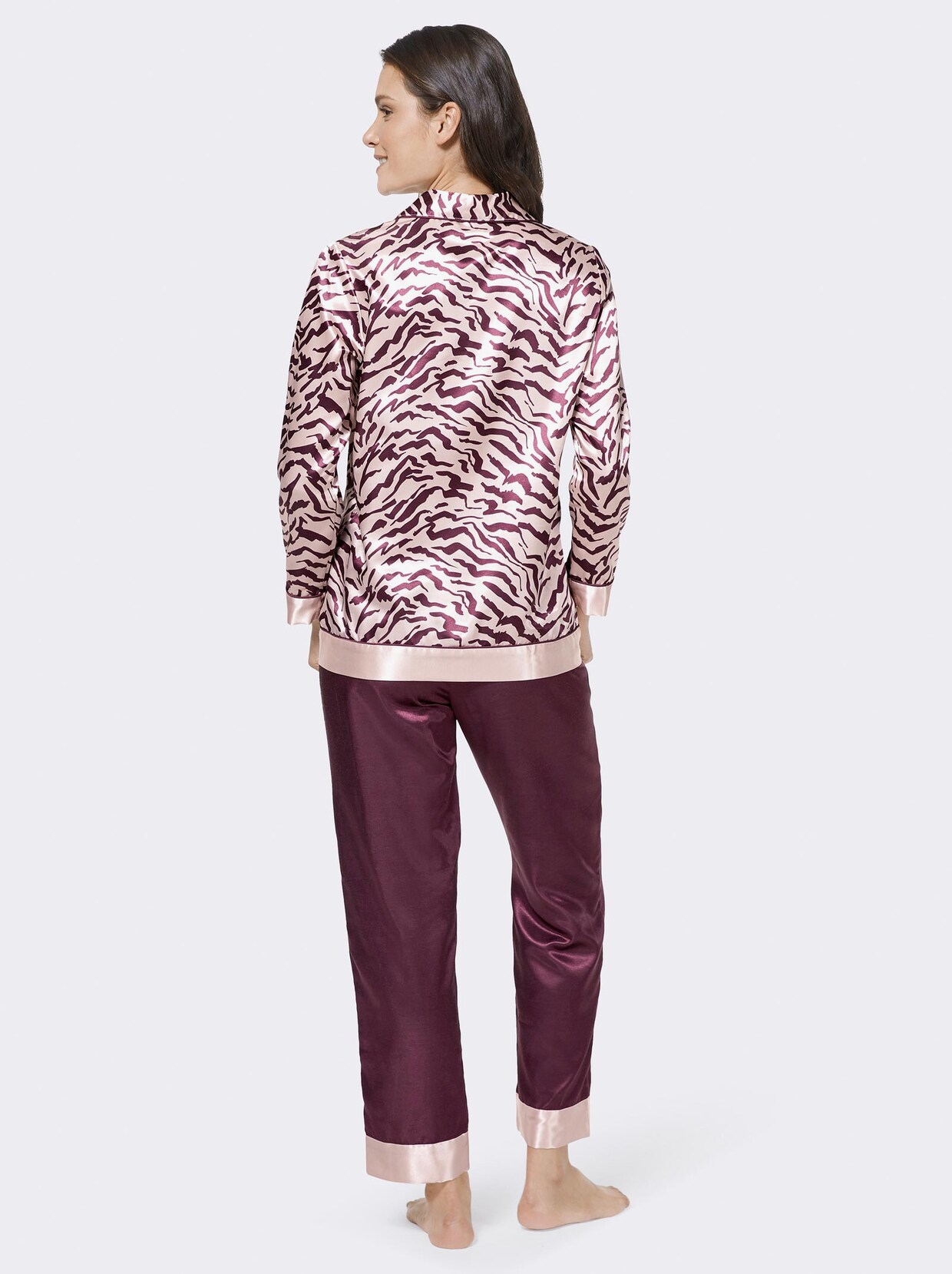 wäschepur Pyjama - burgund-rosé-gemustert