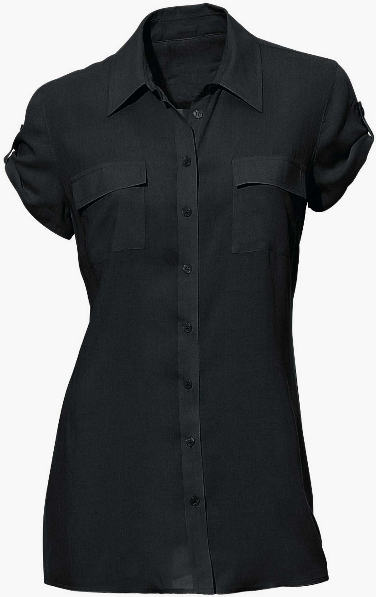 heine Kurzarm-Bluse im Viskose-Mix - schwarz