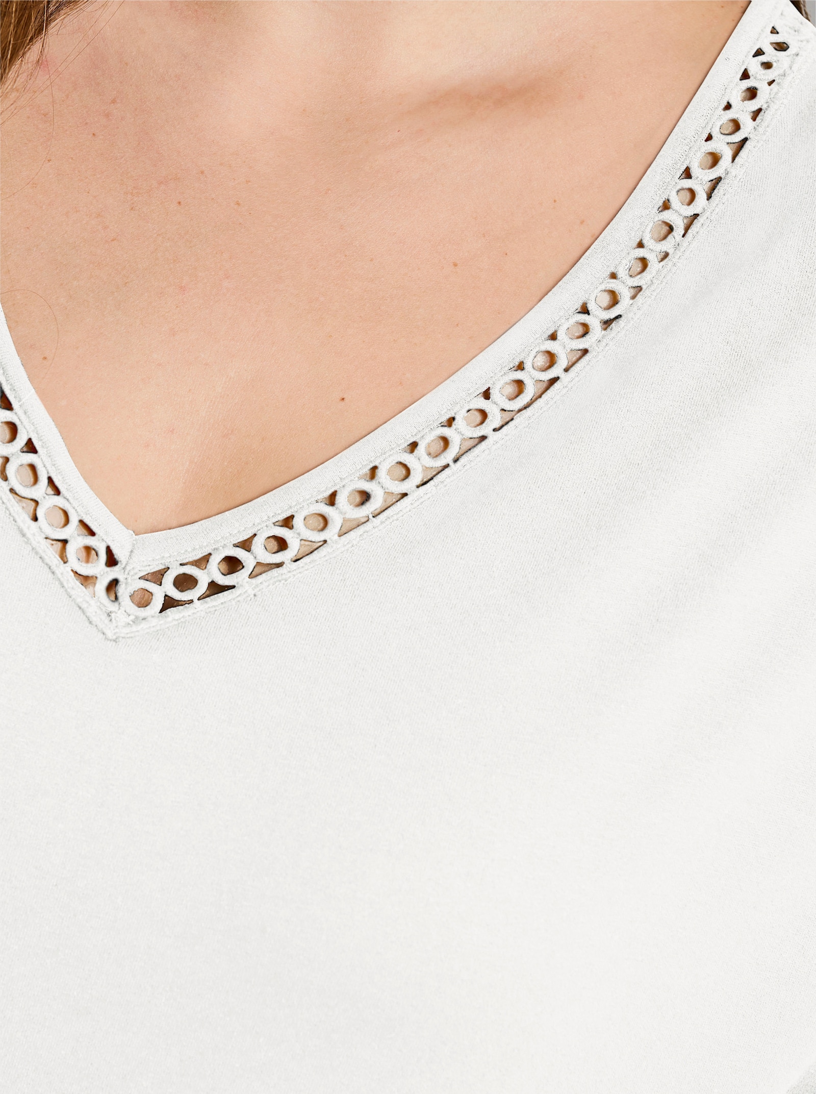 sheego Longshirt mit Quasten - ecru