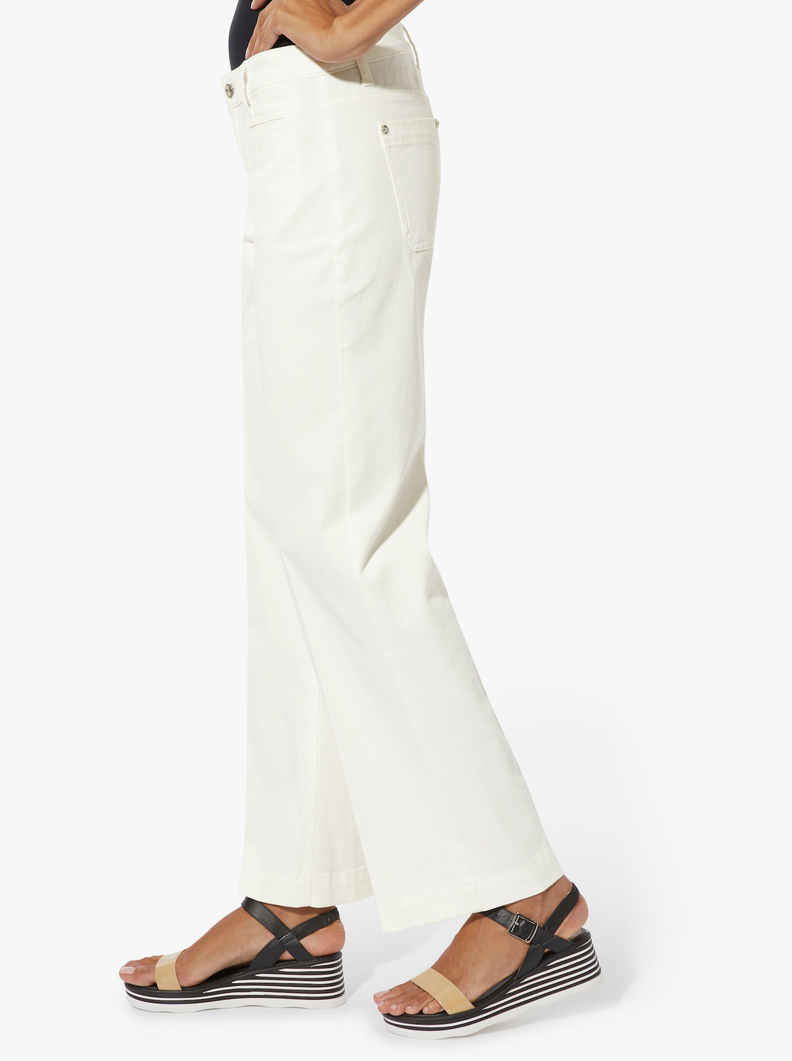 Baumwollhose mit Bügelfalten - ecru
