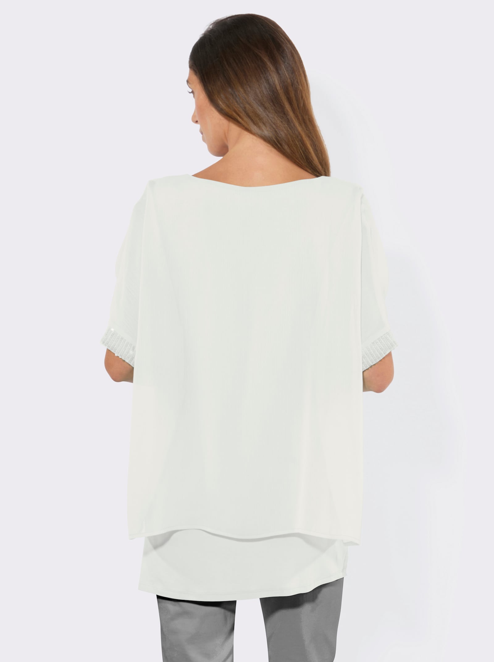 Longbluse in Chiffon-Qualität - ecru