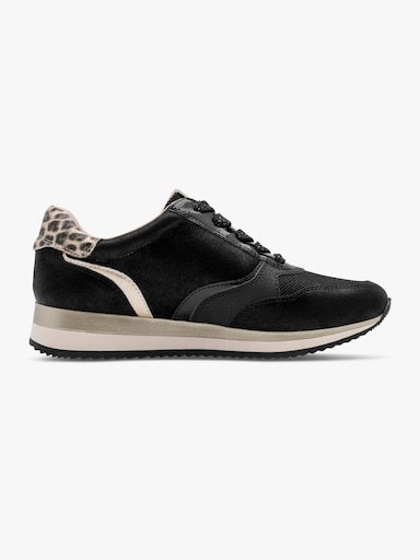 Jana Sneaker mit Leo-Details - schwarz