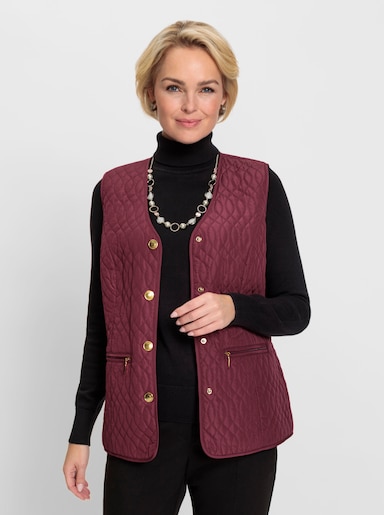 Steppweste mit goldfarbenen Druckknöpfen - bordeaux