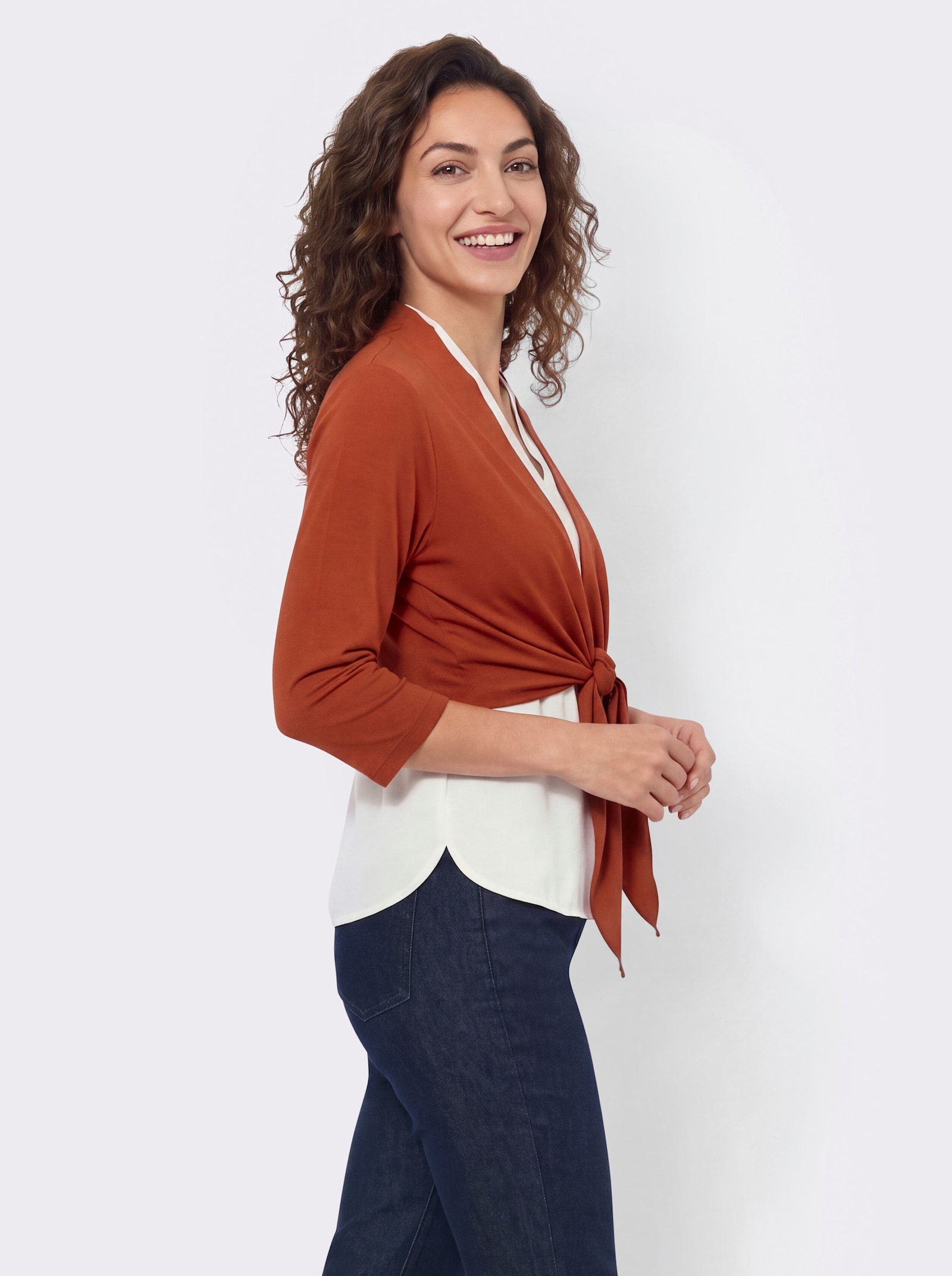Bolero mit schrägem Saum - rotbraun