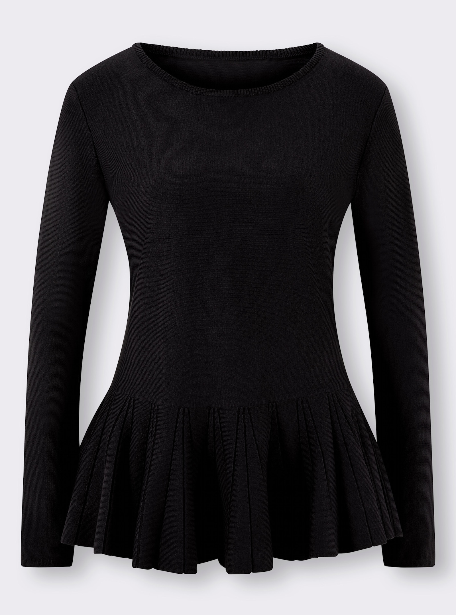 heine Rundhalspullover mit Schößchen - schwarz