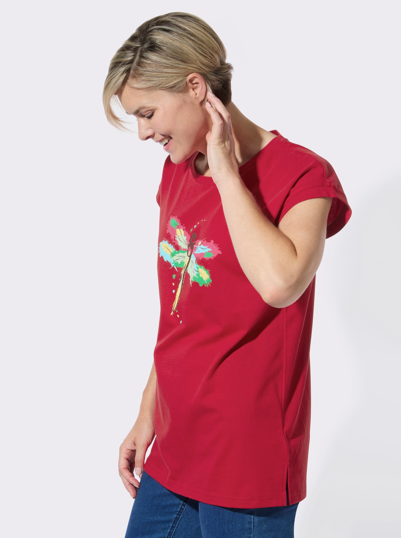 Longshirt mit Print - erdbeere