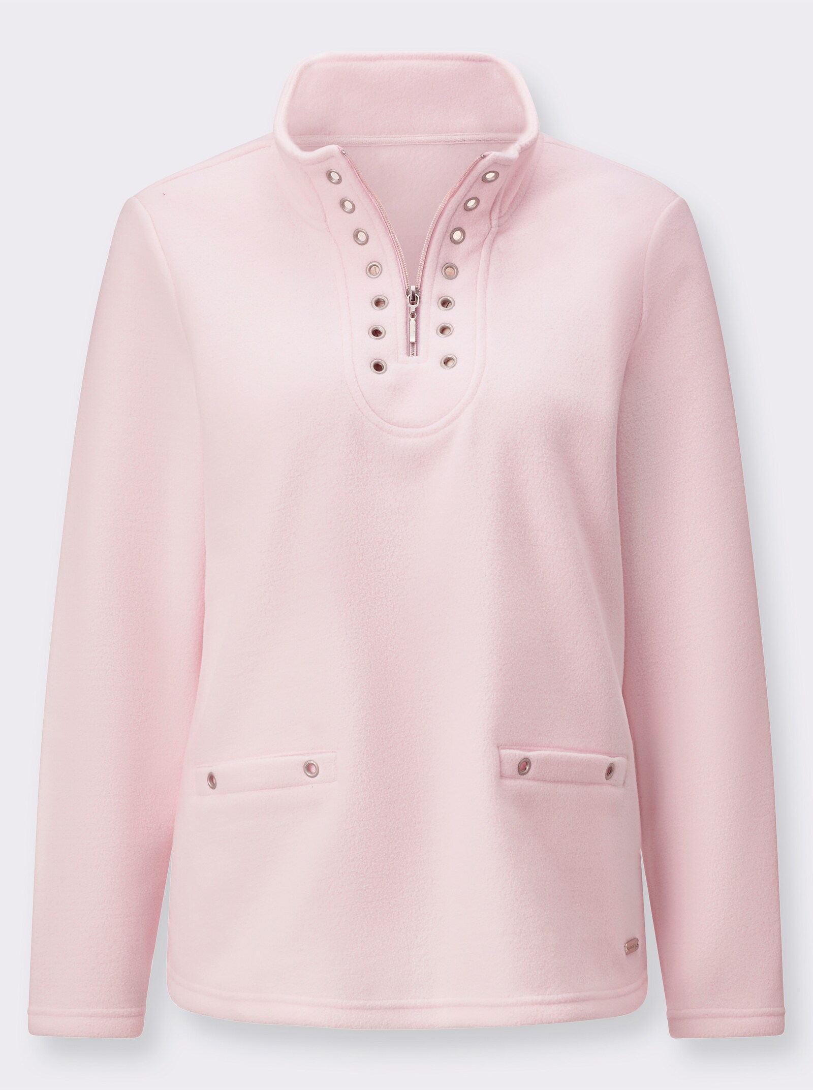 Fleeceshirt mit Ösen-Verzierung - hellrosé
