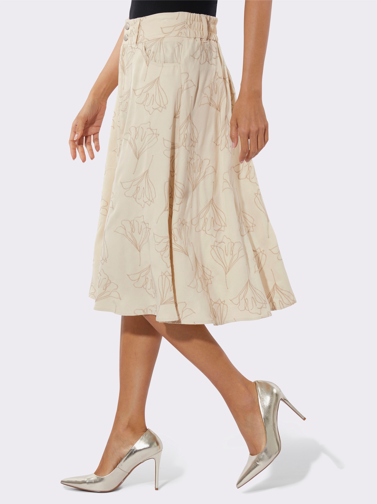 Jupe à panneaux en lyocell (TENCEL) - sable