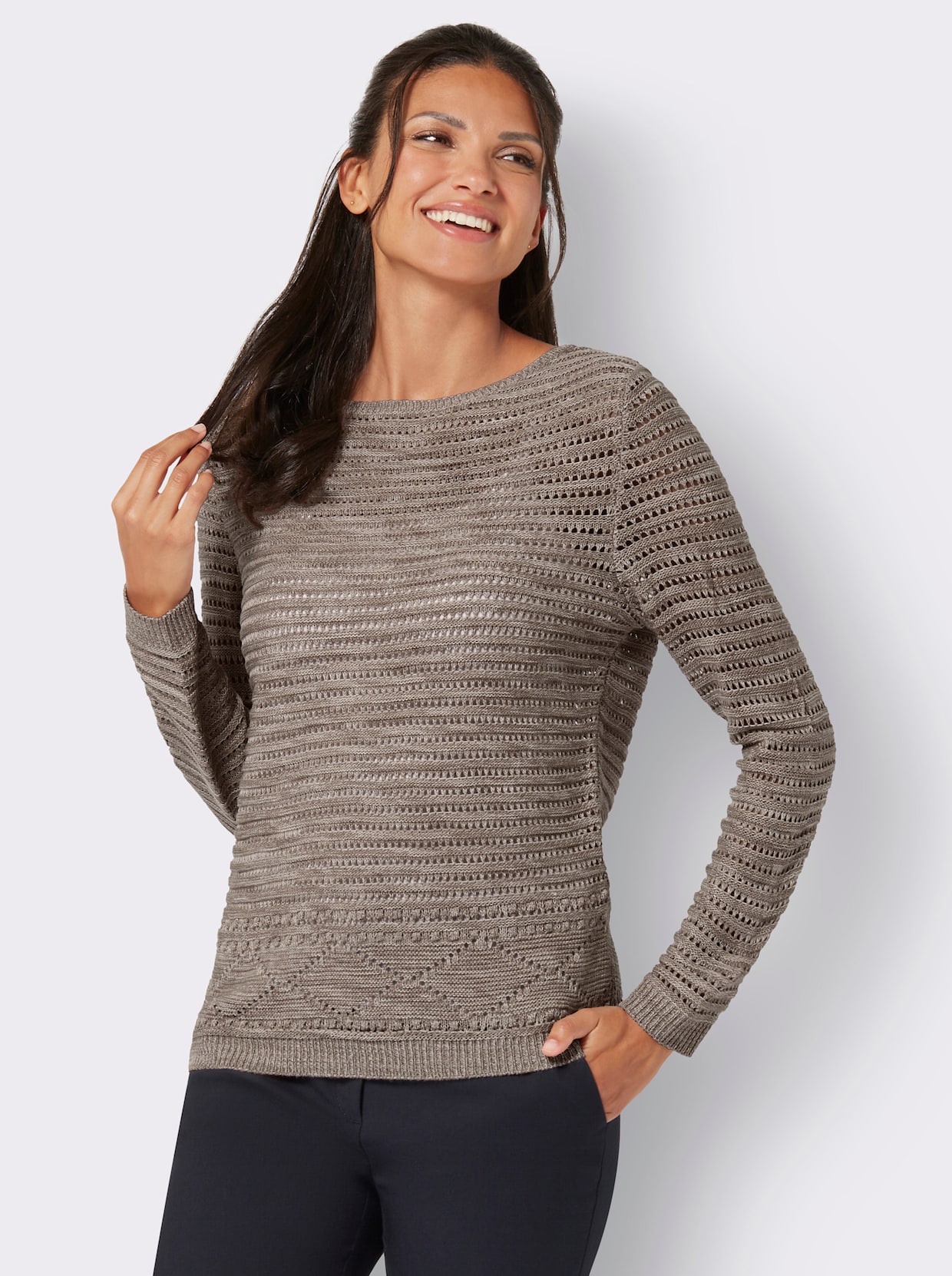 Pullover met lange mouwen - ecru/sesam gemêleerd