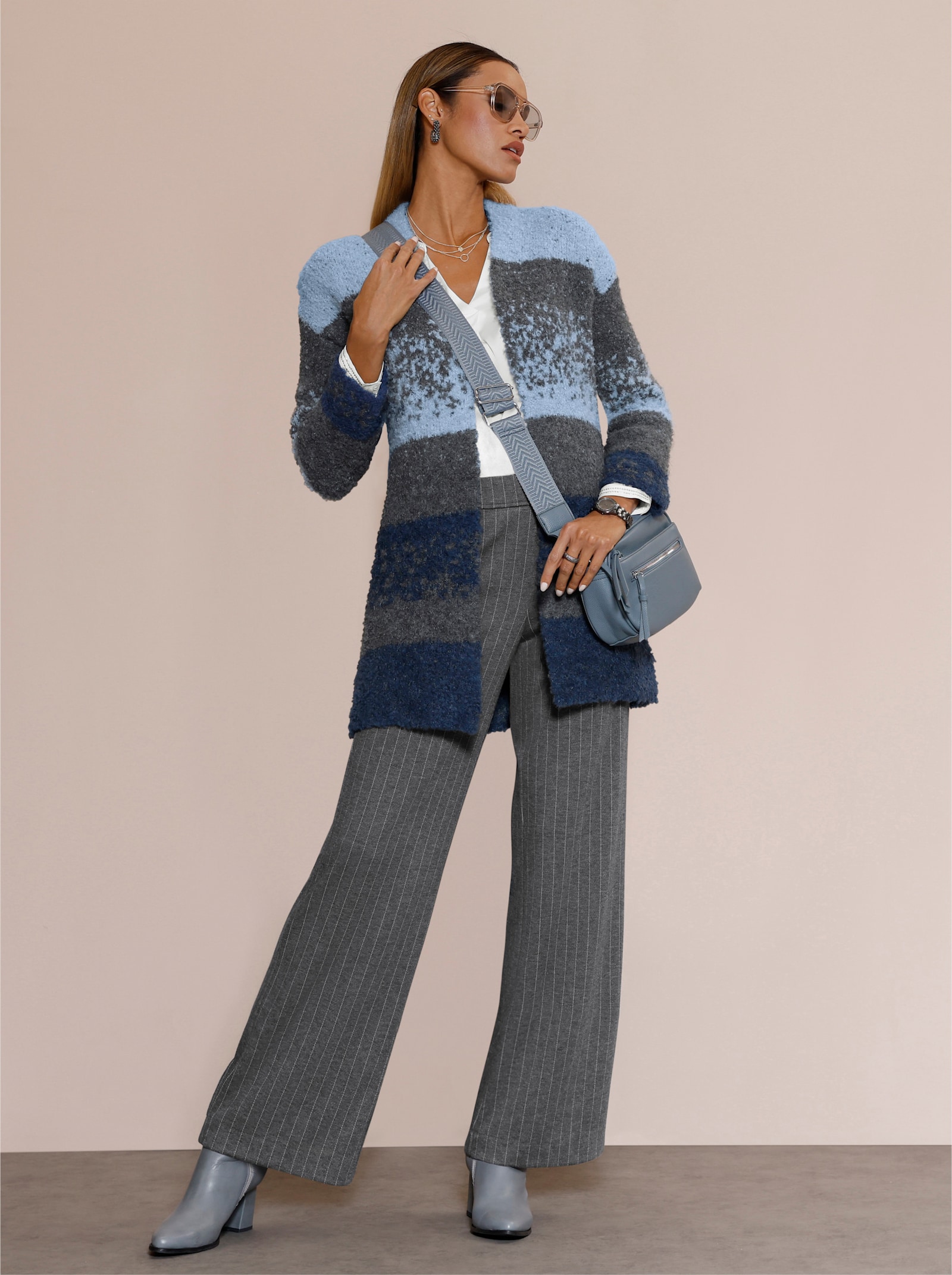 Ascari Schlupfhose mit Streifenmuster - anthrazit-hellgrau-meliert