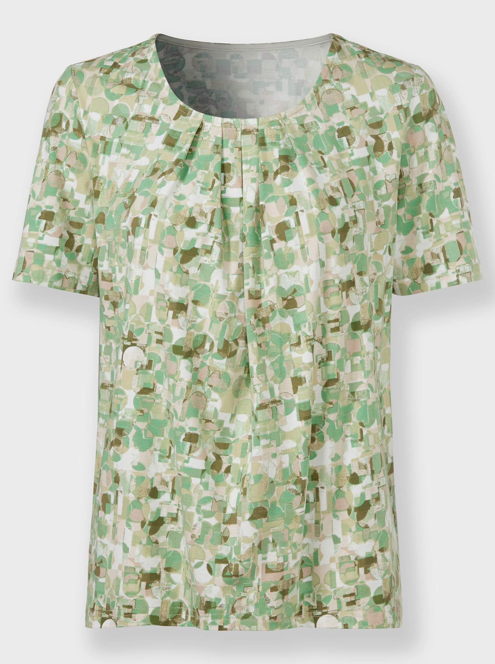 Print-Shirt in A-Form - eucalyptus-beige-bedruckt