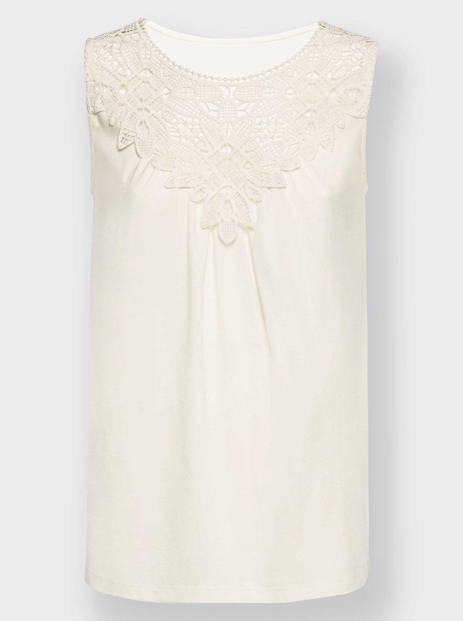 Shirttop mit Spitze am Ausschnitt - ecru