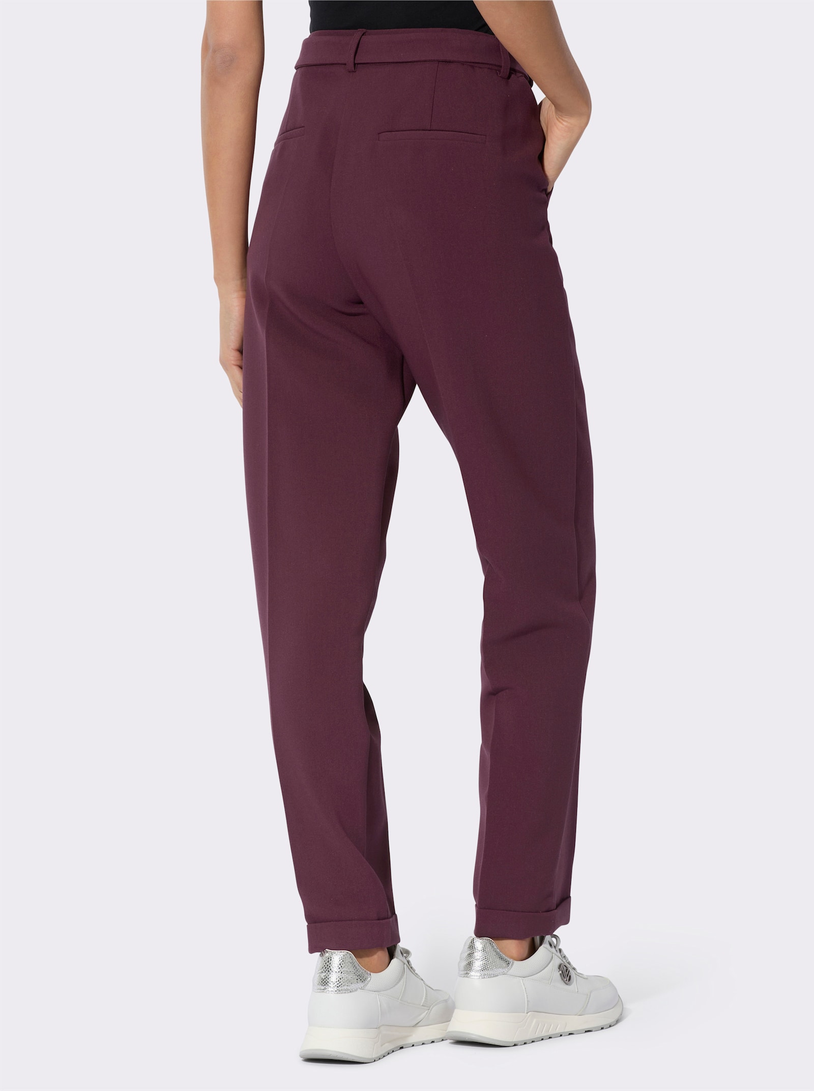 Pantalon met persplooien - bordeaux