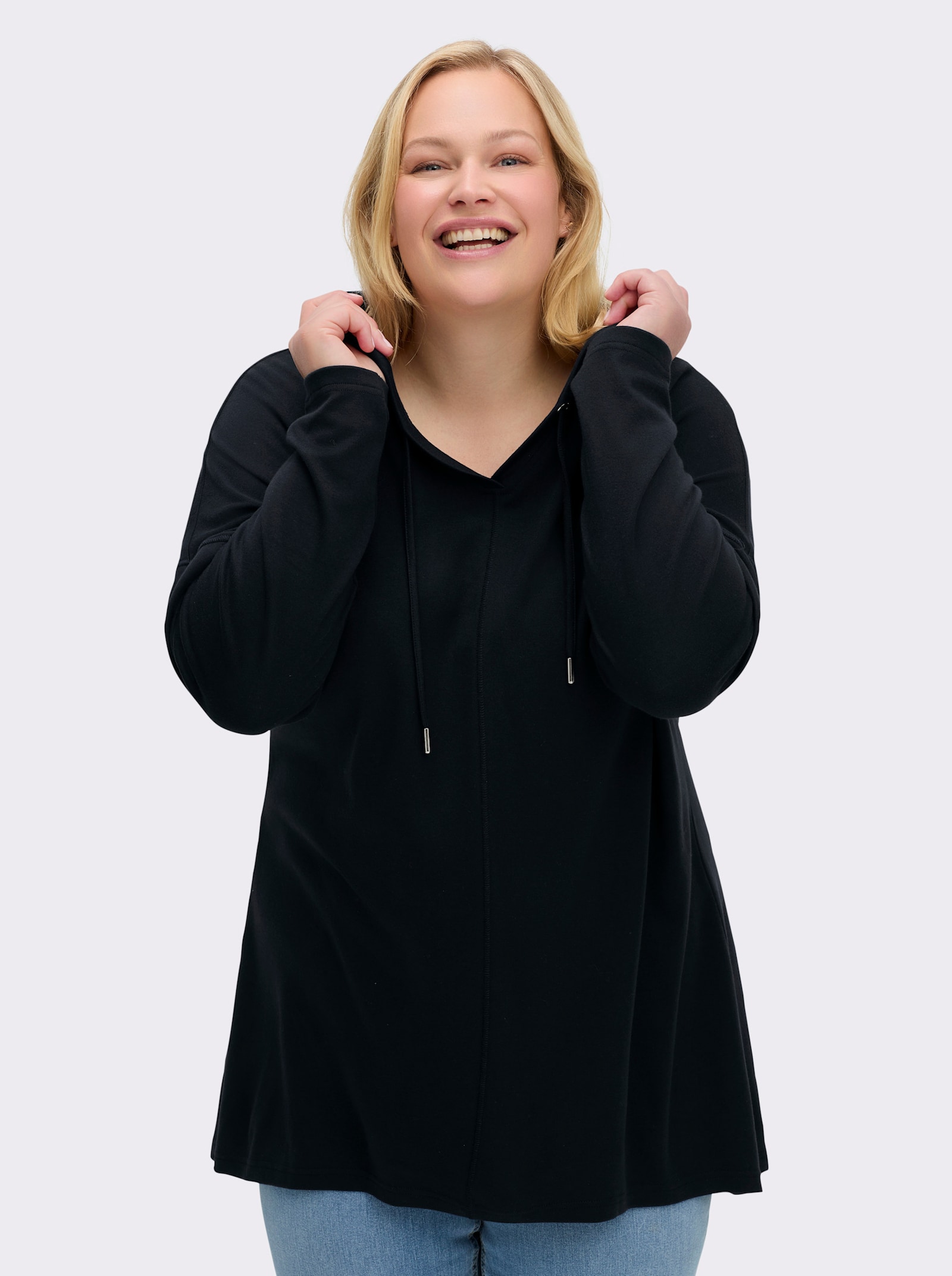 sheego Sweatshirt in A-Linie - tiefblau