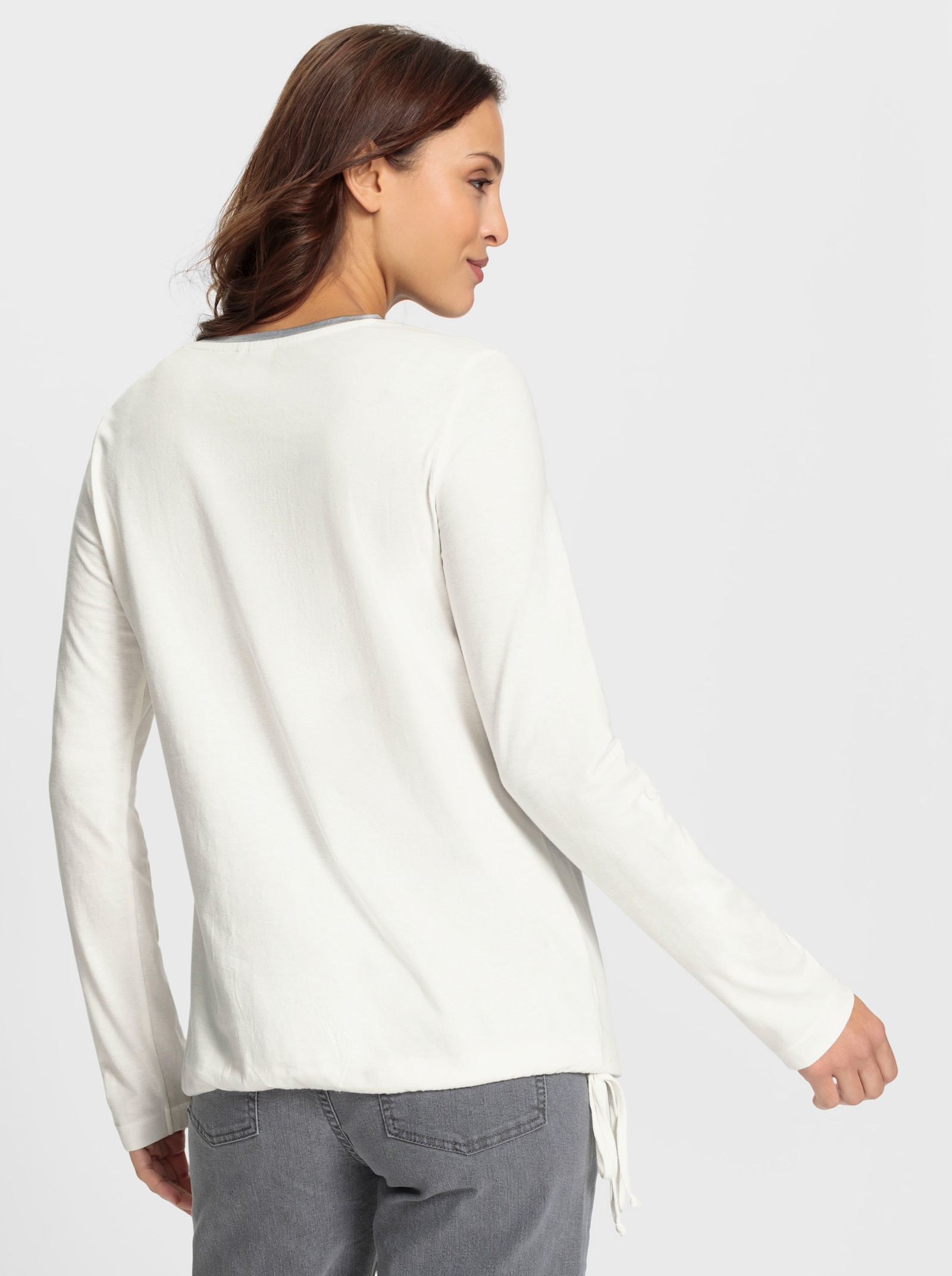 Tričko s potiskem se stříbrnými detaily - ecru-černá-potisk