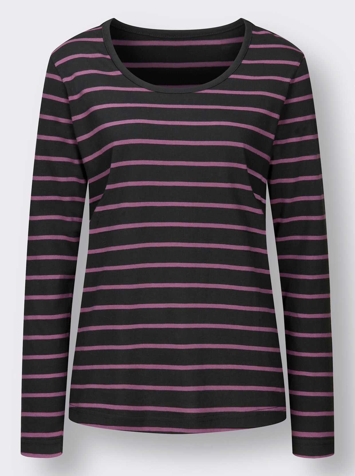 Ringelshirt - violett-schwarz-geringelt